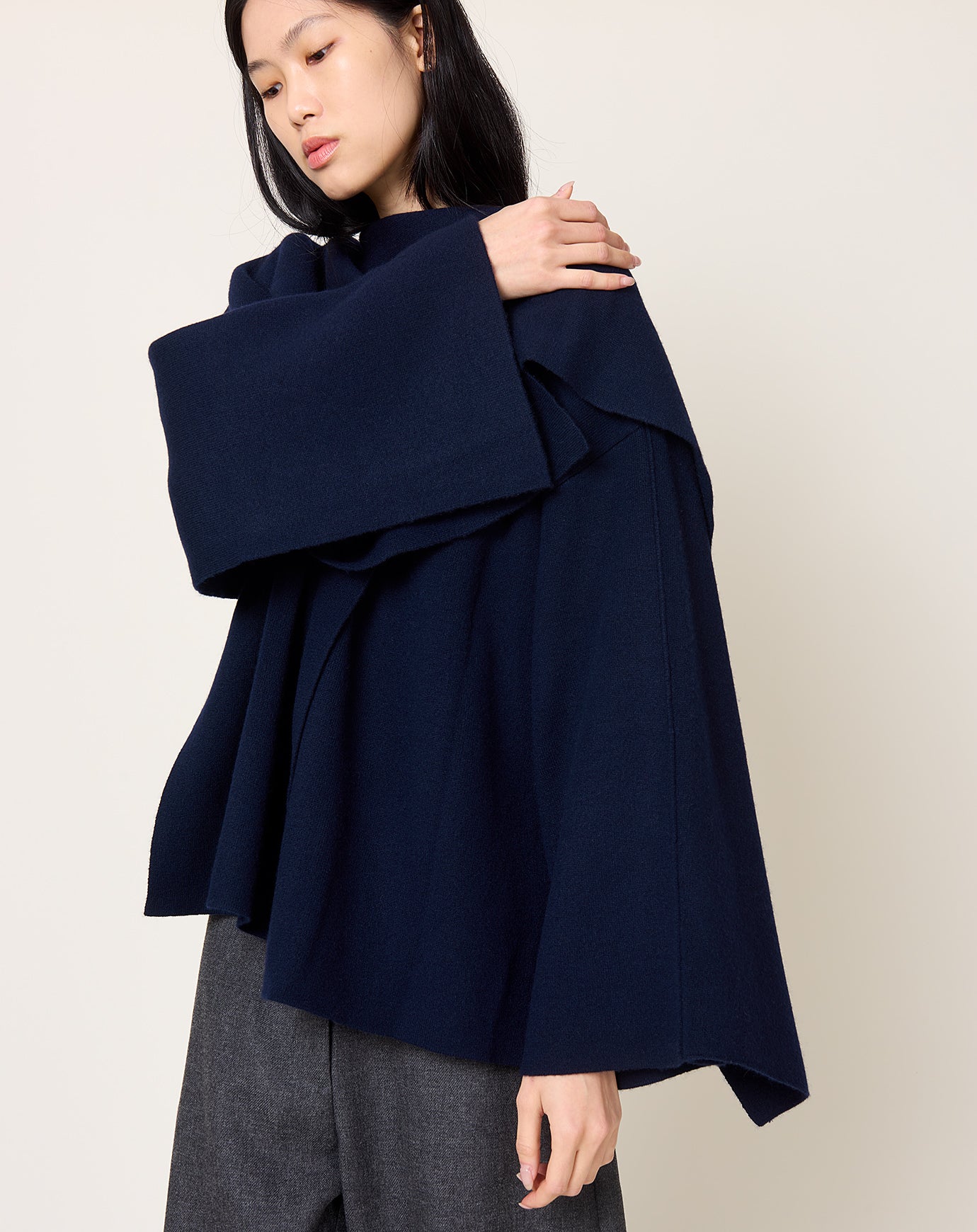 Lisa Yang Nessa Wrap Cardigan Coat in Navy