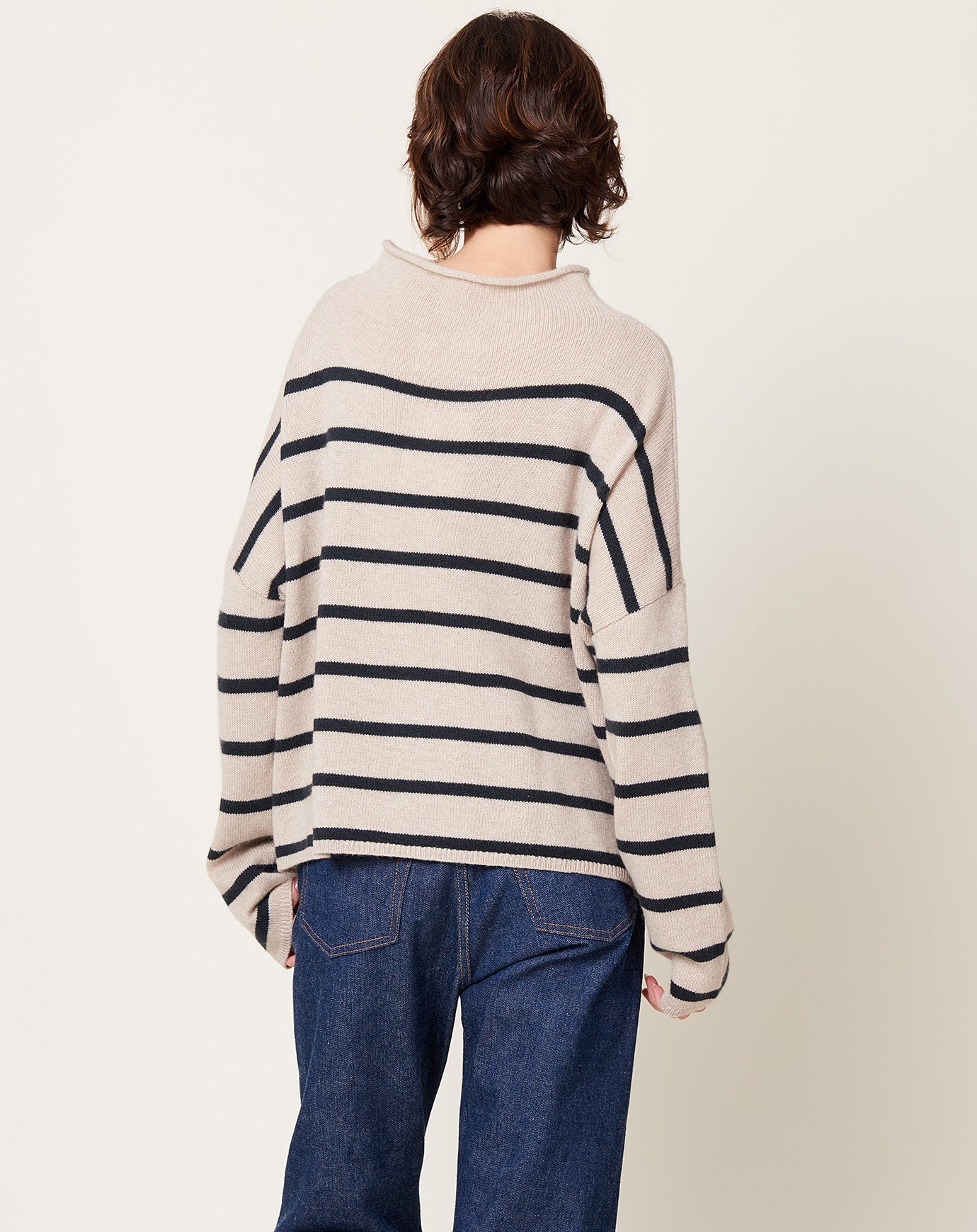 Lisa Yang Sandy Stripes Sweater in Sand & Ink