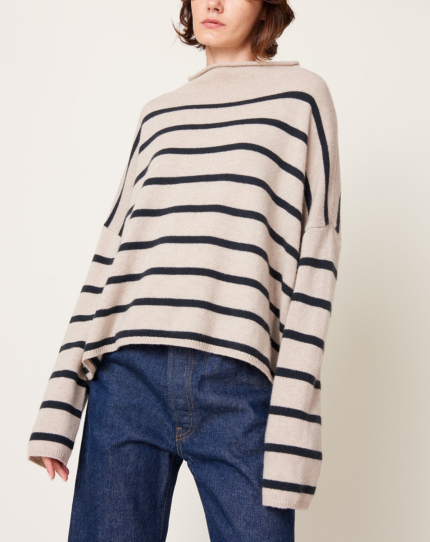 Lisa Yang Sandy Stripes Sweater in Sand & Ink