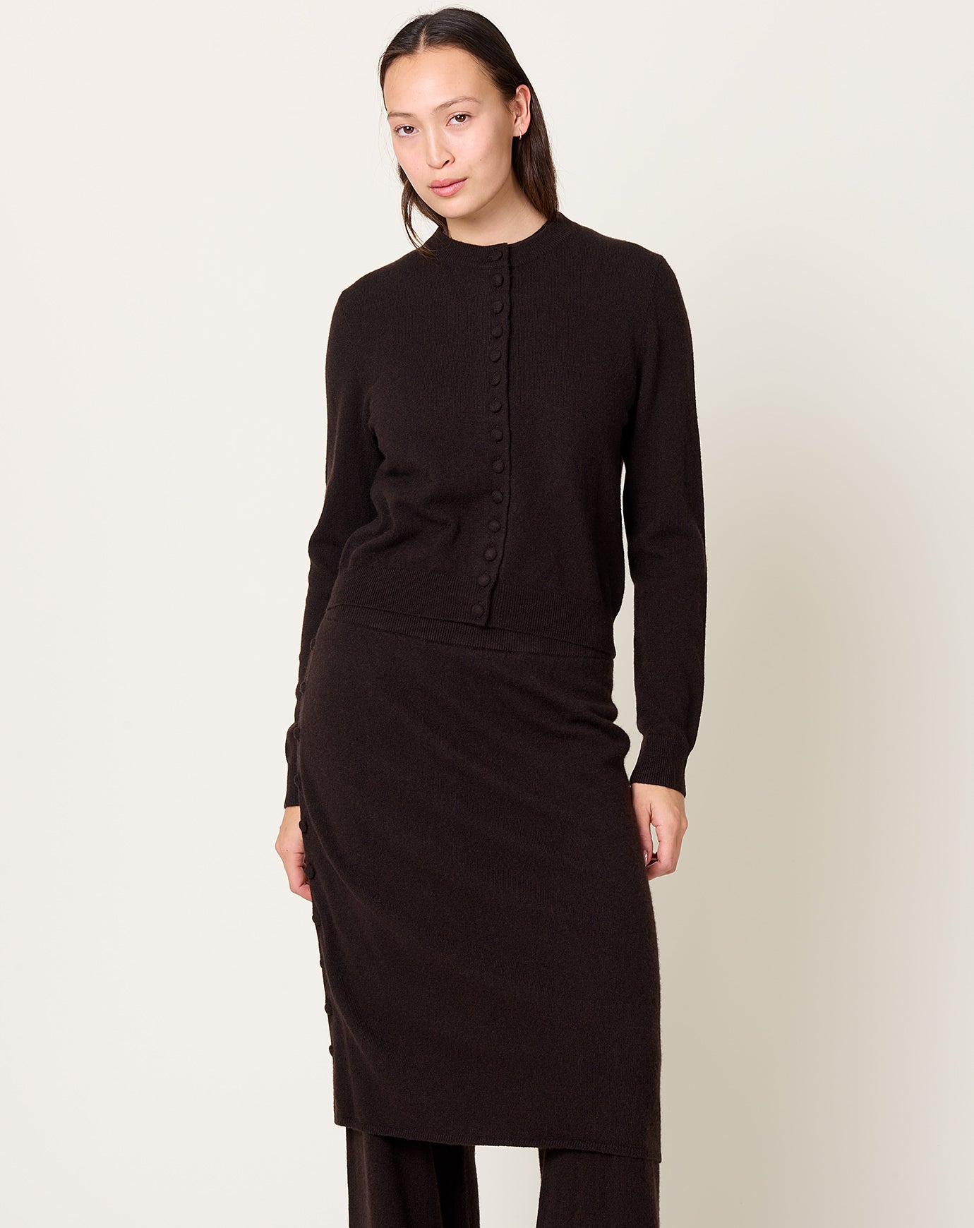 Lisa Yang Wilona Cardigan in Dark Oak