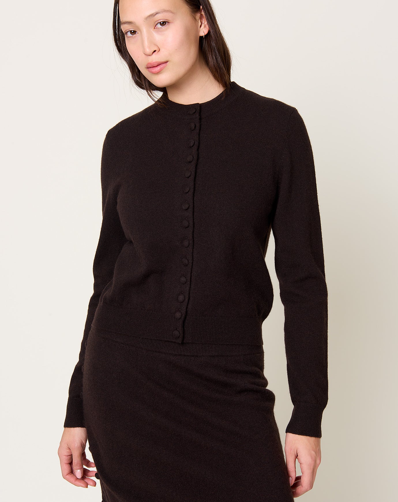 Lisa Yang Wilona Cardigan in Dark Oak