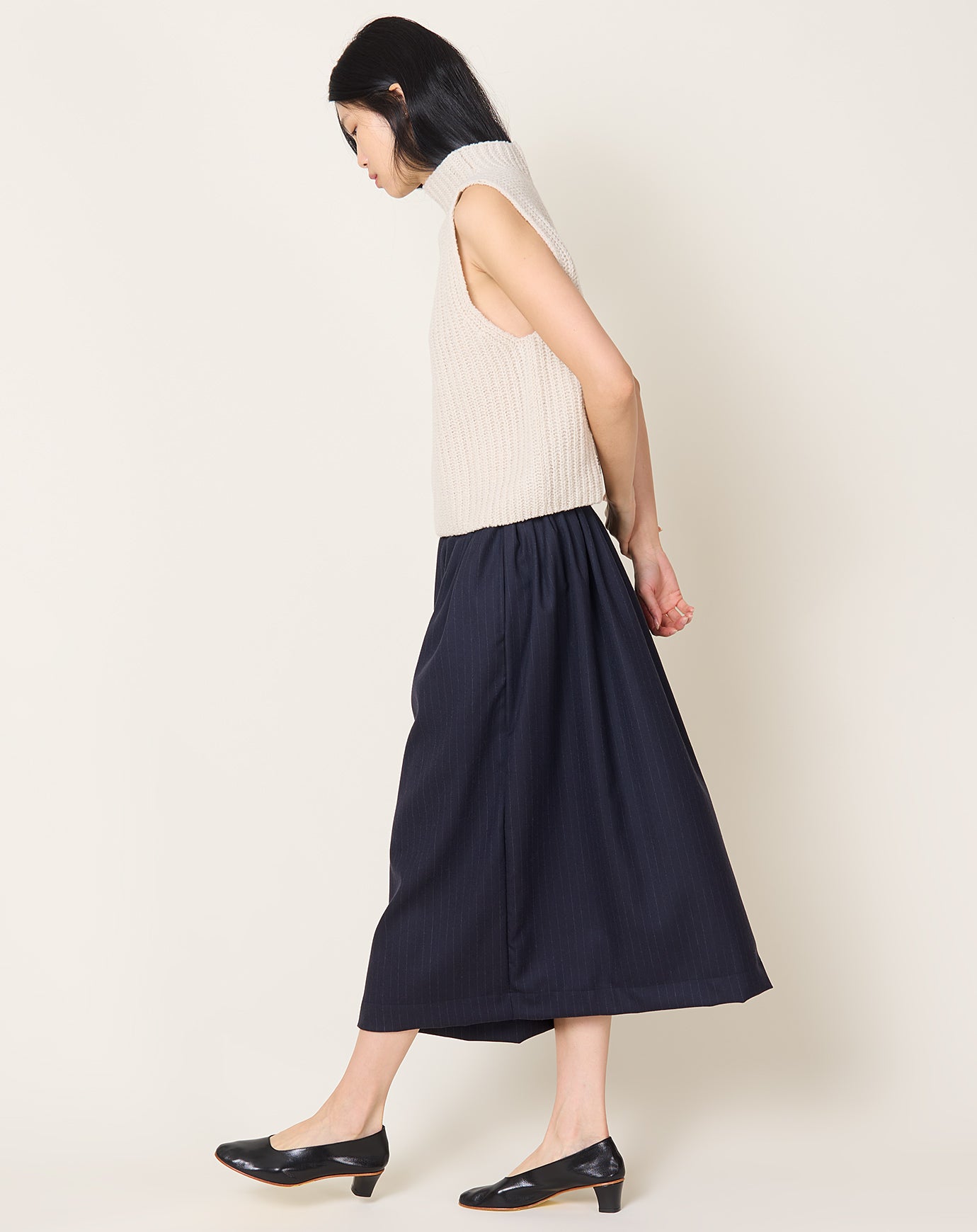 Makie Andrea Pleated Skirt in Navy Stripe