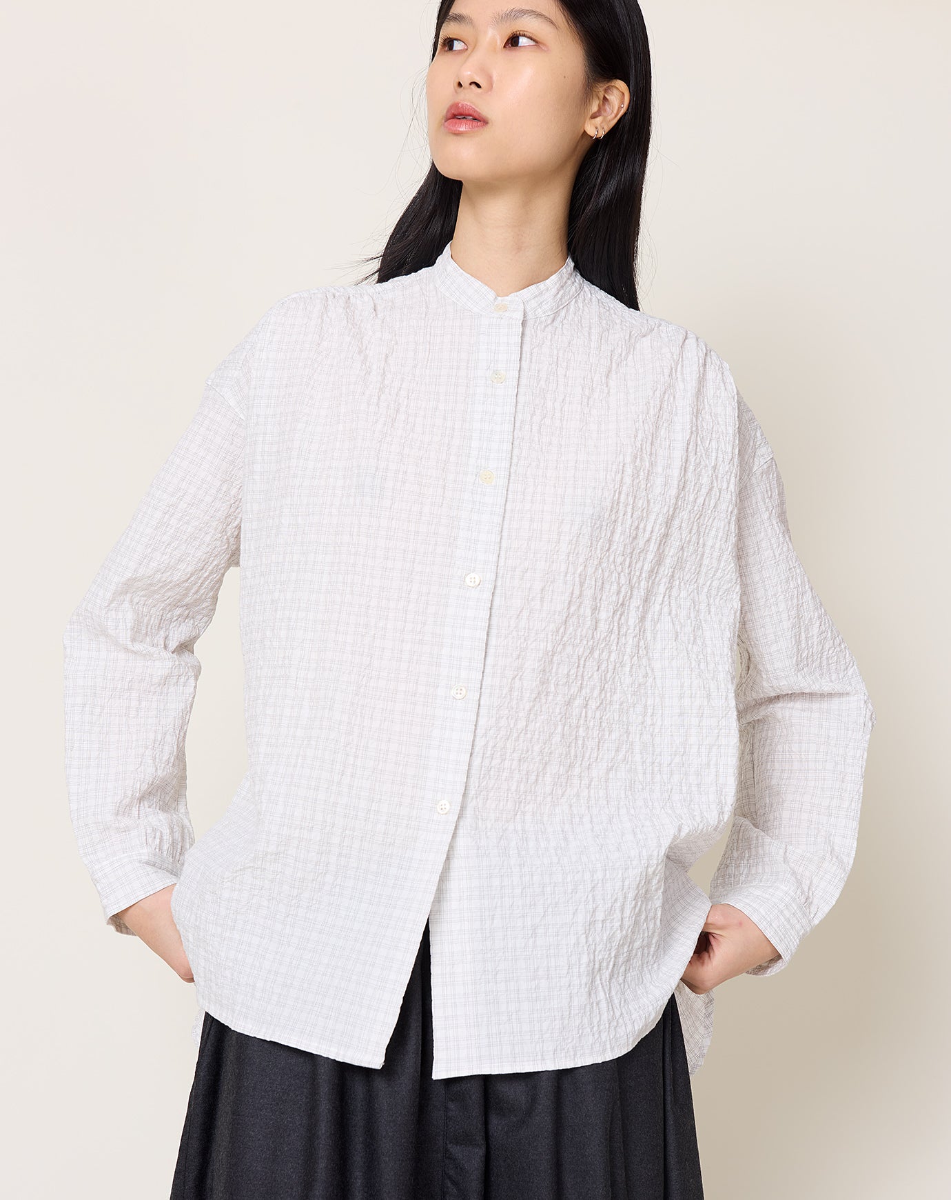 Makie Reece Blouse in Light Grey Check