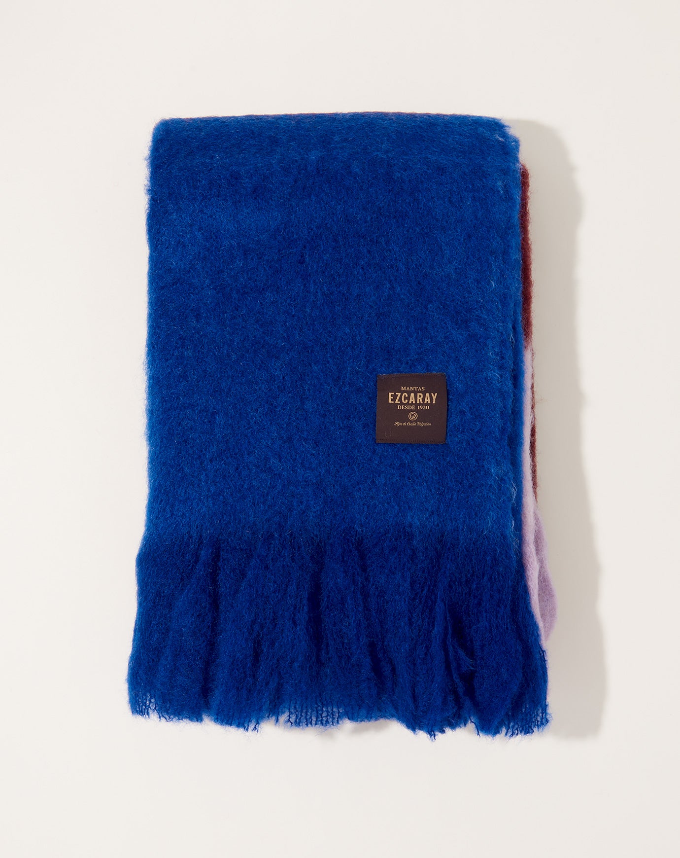 Mantas Ezcaray Color Block Blanket in Burgundy Blue
