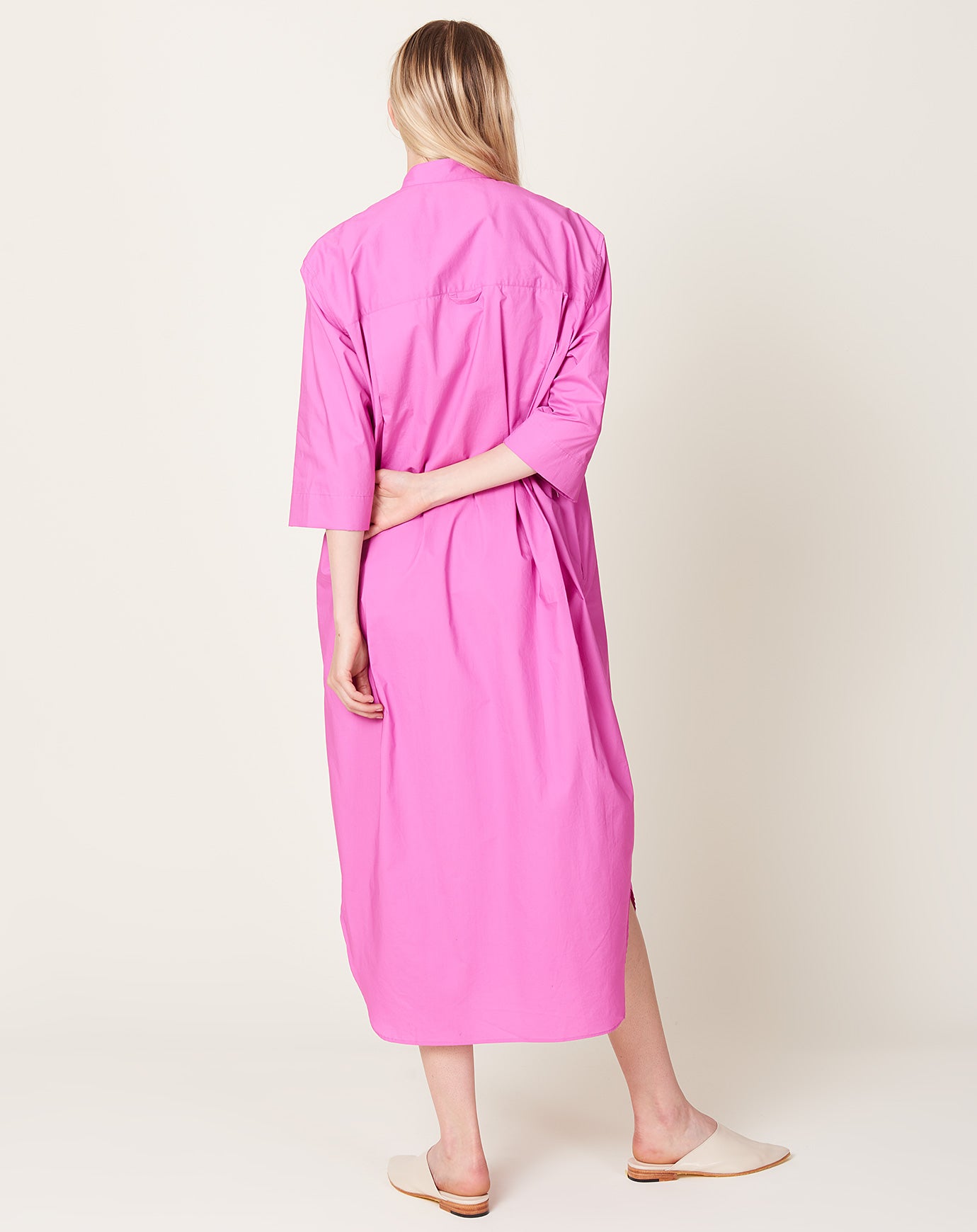 Maria McManus Banded Collar Dress in Fuschia Pink