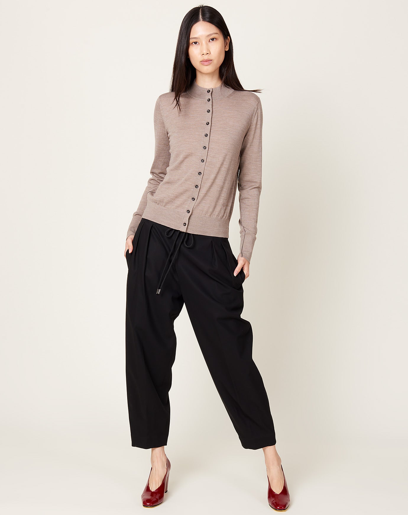 Maria McManus Barrel Leg Drawstring Trouser in Black