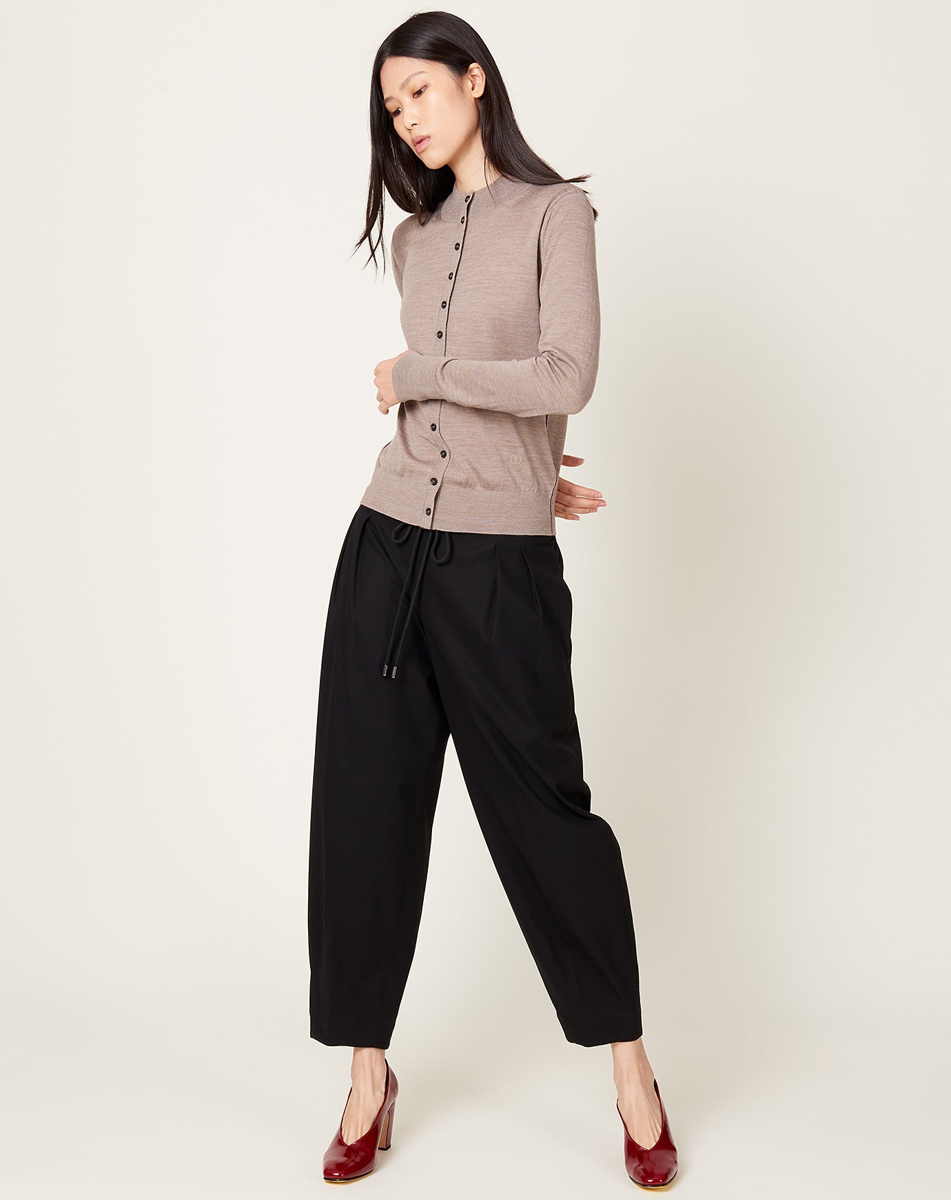 Maria McManus Barrel Leg Drawstring Trouser in Black