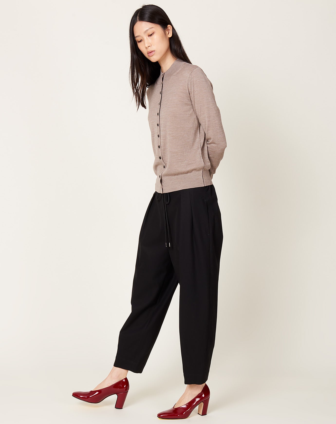 Maria McManus Barrel Leg Drawstring Trouser in Black