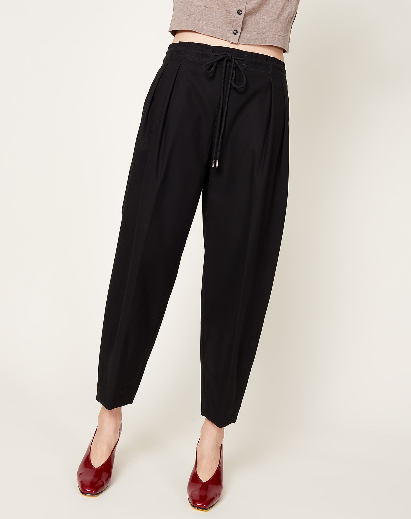 Maria McManus Barrel Leg Drawstring Trouser in Black