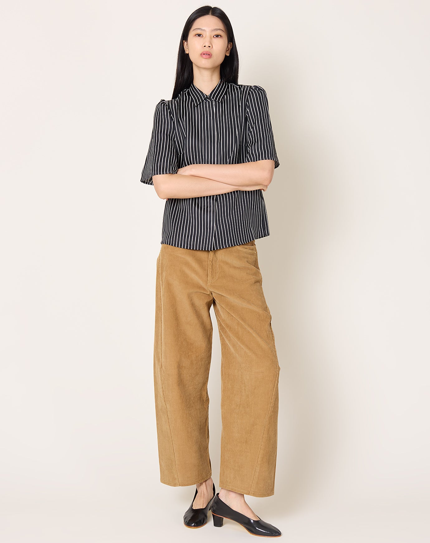 Maria McManus Bell Sleeve Blouse in Black Stripe