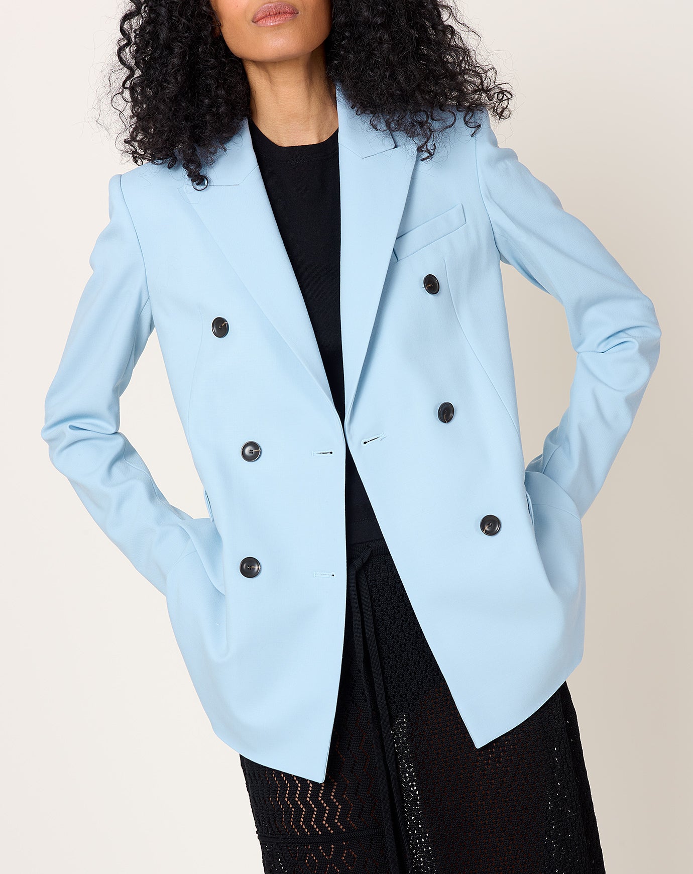 Maria McManus Billet Double Breasted Blazer in Sky Blue