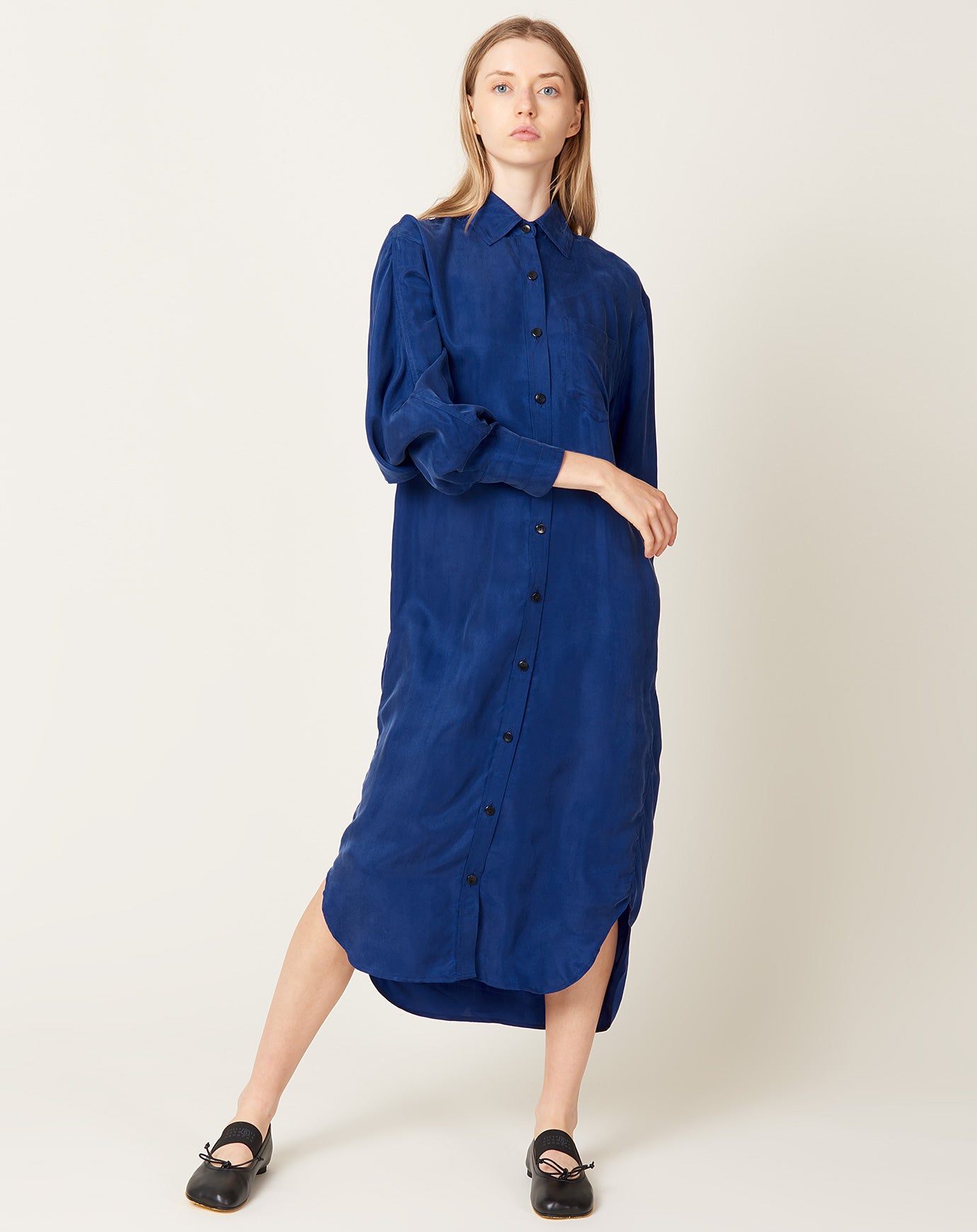 Maria McManus Cape Shirt Dress in Cobalt Blue