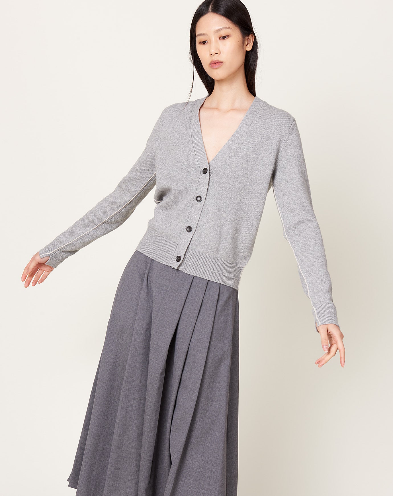 Maria McManus Classic V Cardigan in Heather Grey