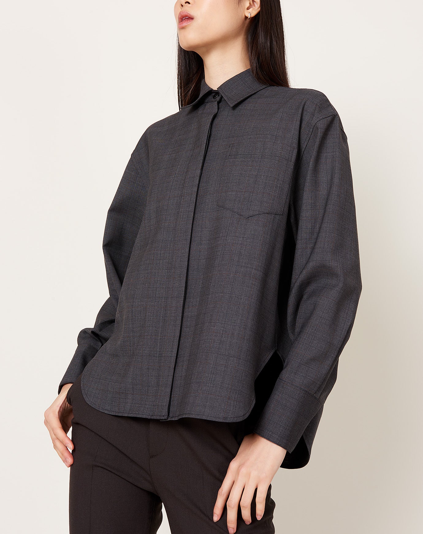 Maria McManus Covered Placket Shirt in Glen Plaid