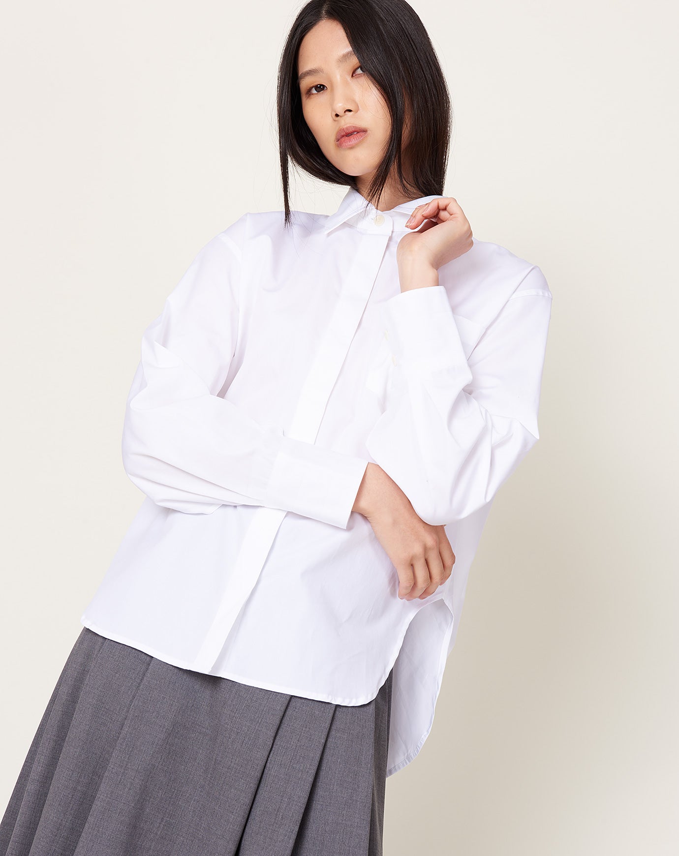 Maria McManus Covered Placket Shirt in White