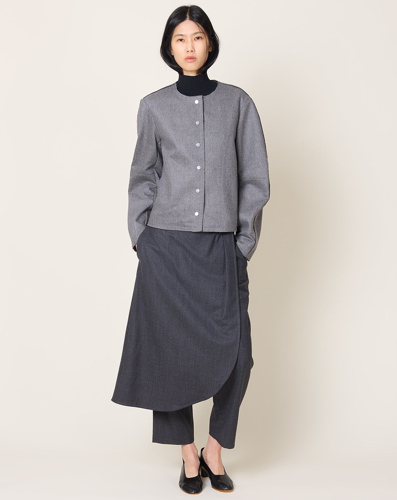 Maria McManus Crescent Crop Jacket in Charcoal Grey