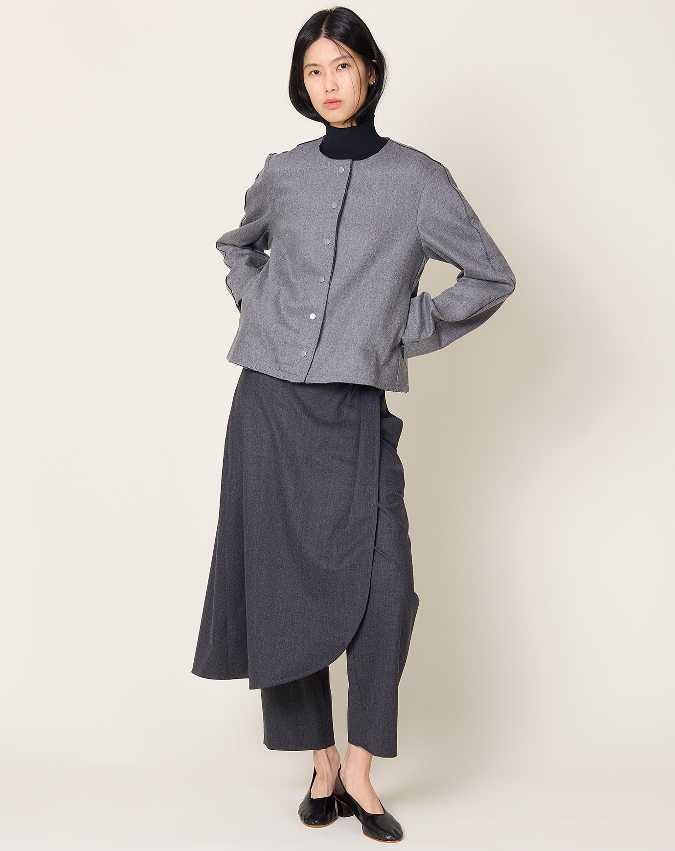 Maria McManus Crescent Crop Jacket in Charcoal Grey