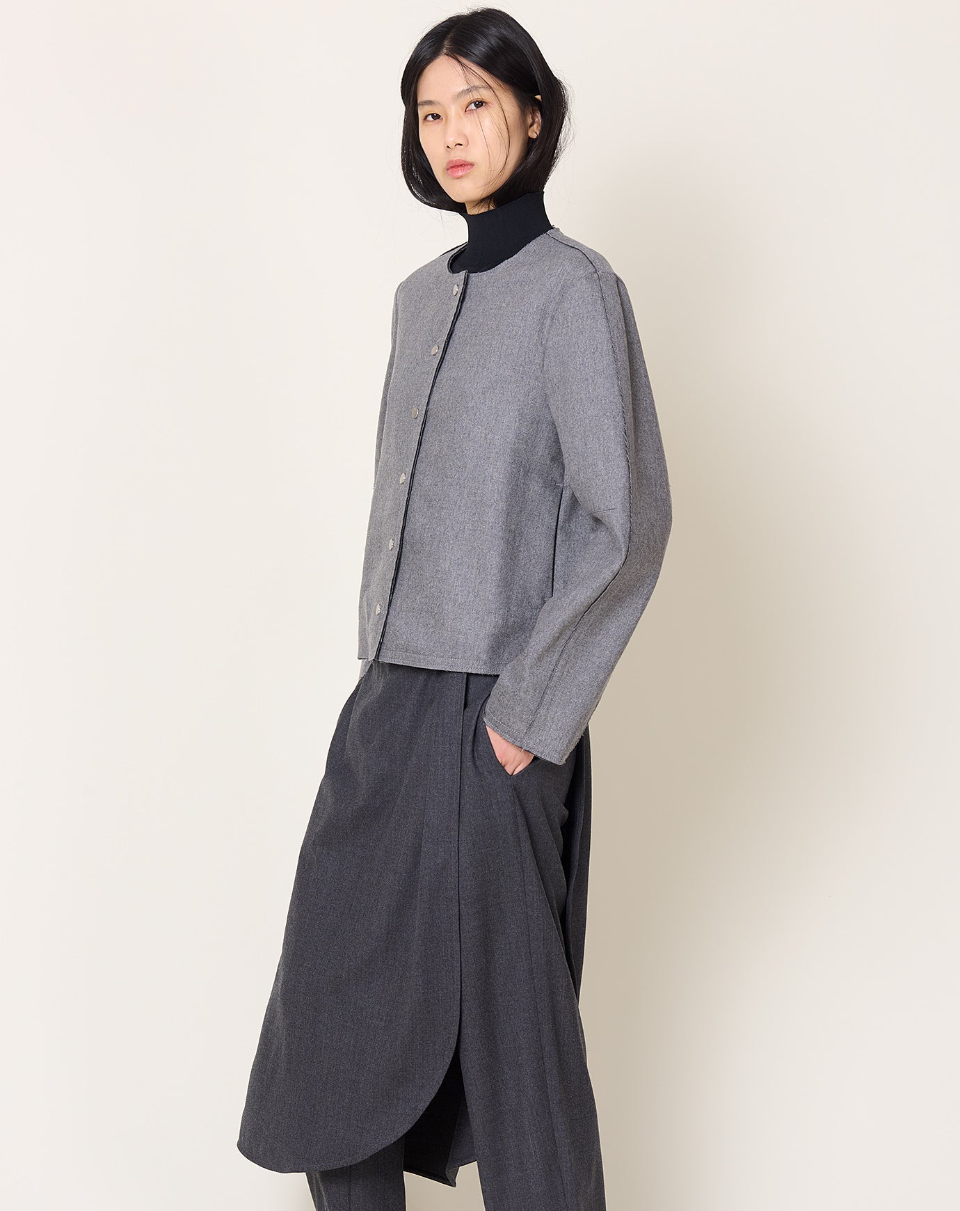Maria McManus Crescent Crop Jacket in Charcoal Grey