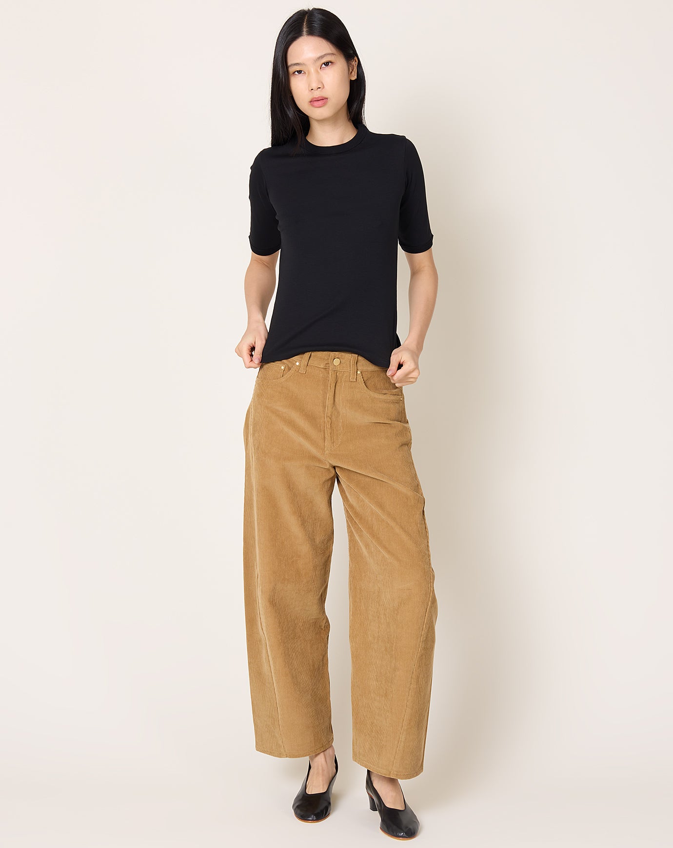 Maria McManus Crescent Leg Jean in Camel