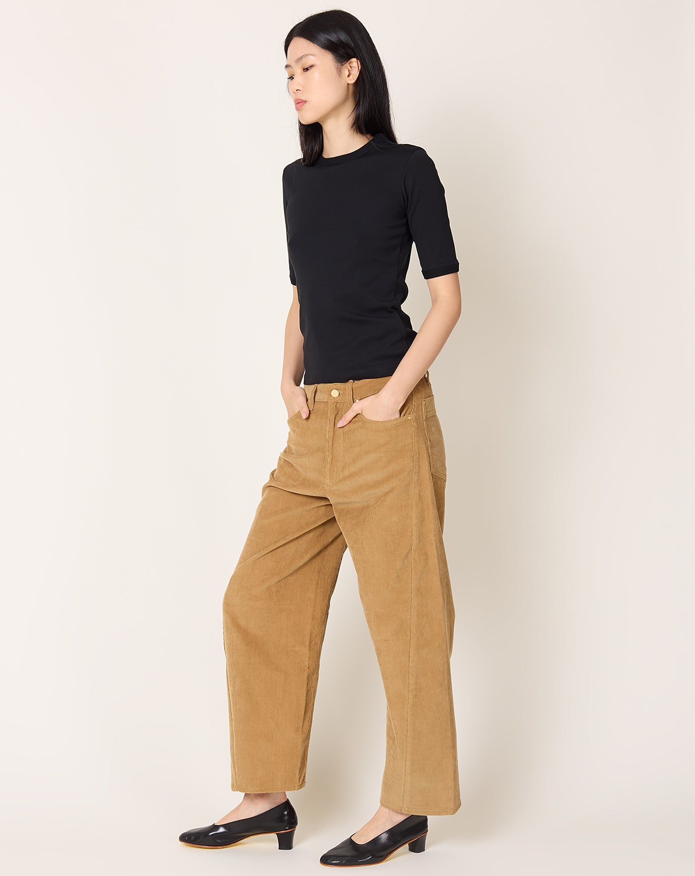 Maria McManus Crescent Leg Jean in Camel