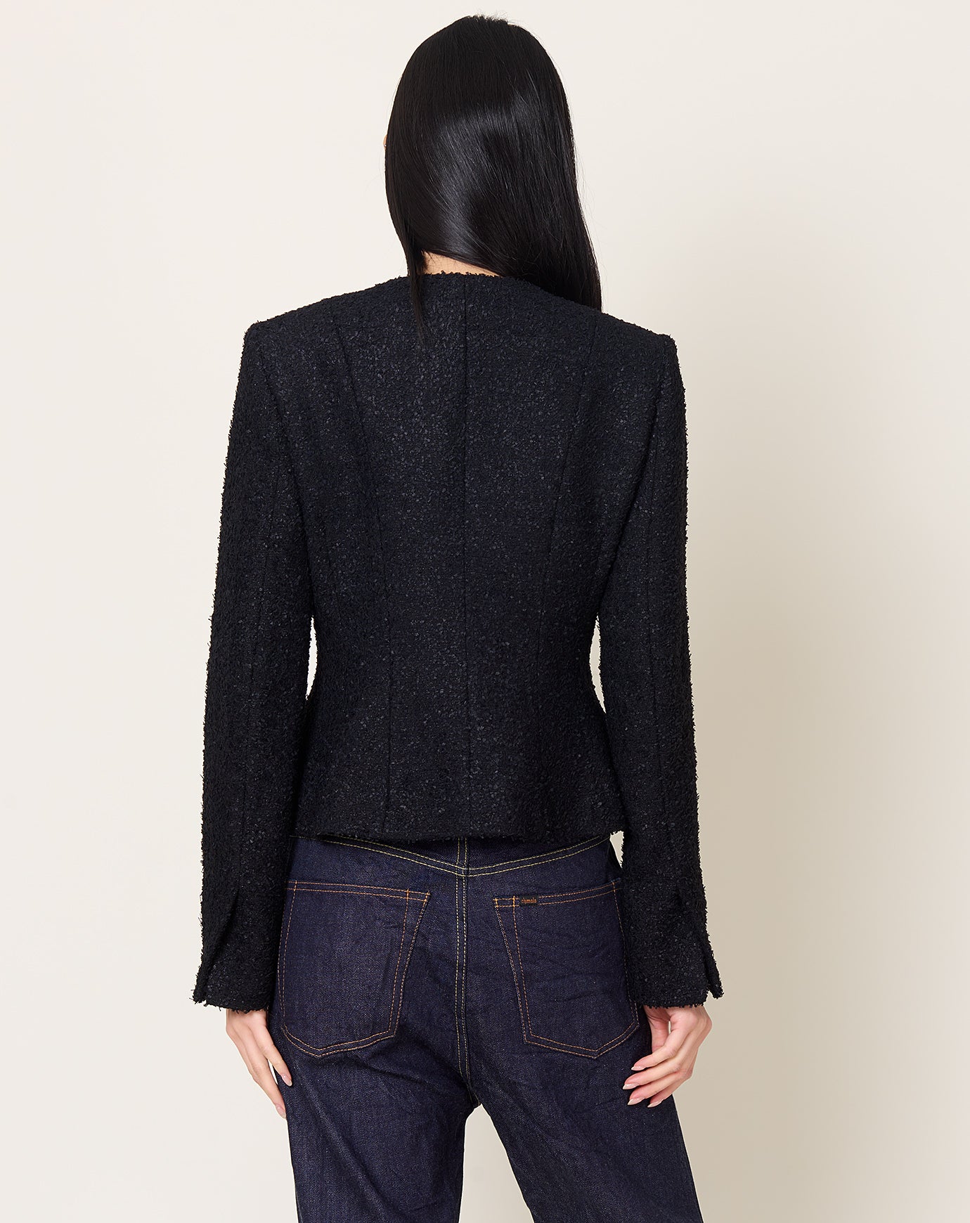 Maria McManus Crew Neck Peplum Jacket in Black