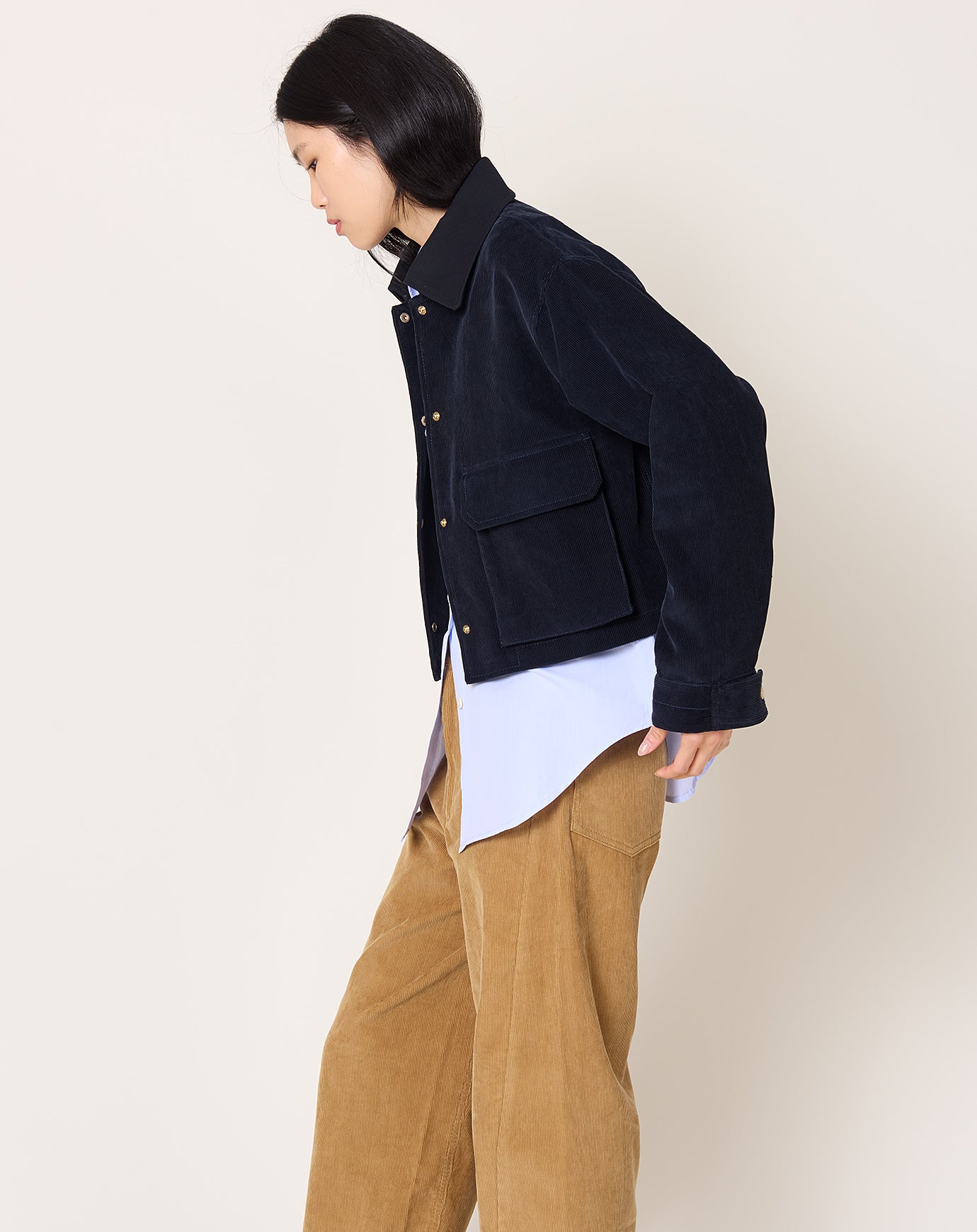 Maria McManus Cropped A-Line Jacket in Navy
