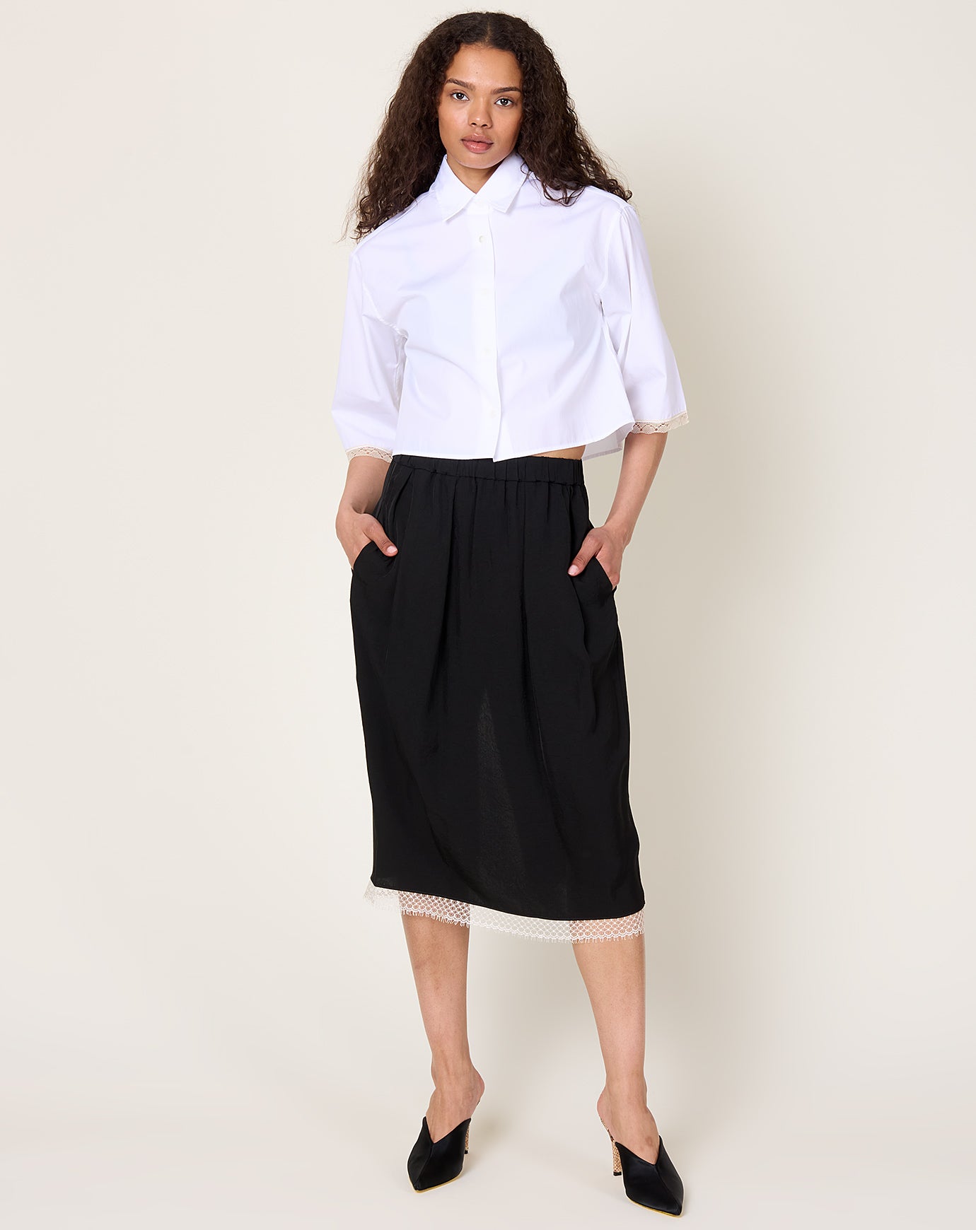 black spaghetti strap tulip skirt dress P226056 Soft Crepe Spaghetti Strap Dress with Pleats and Tulip Skirt