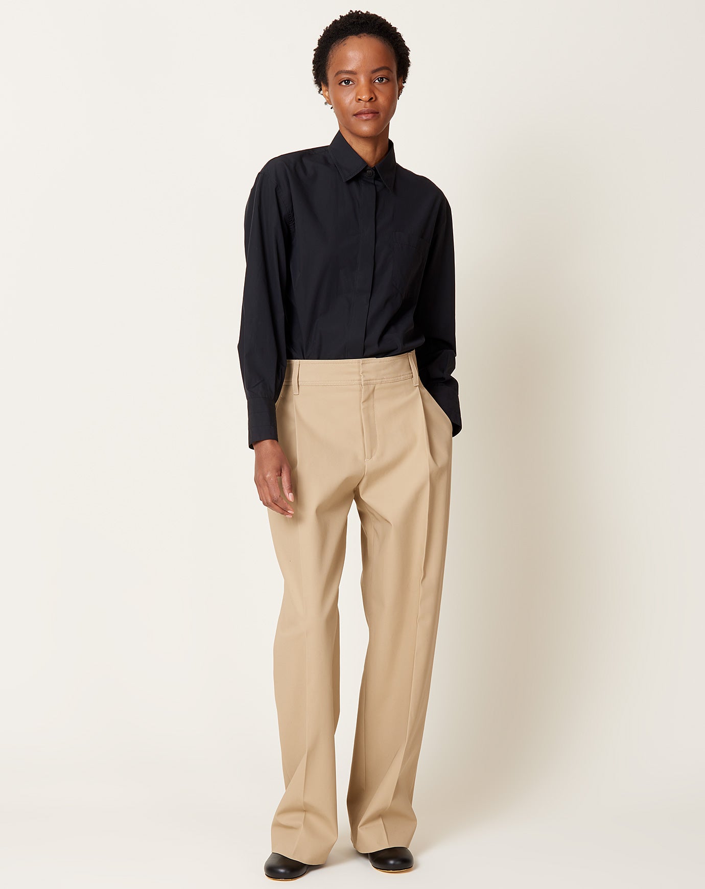 Maria McManus Mid Rise Single Pleat Front Trouser in Sand