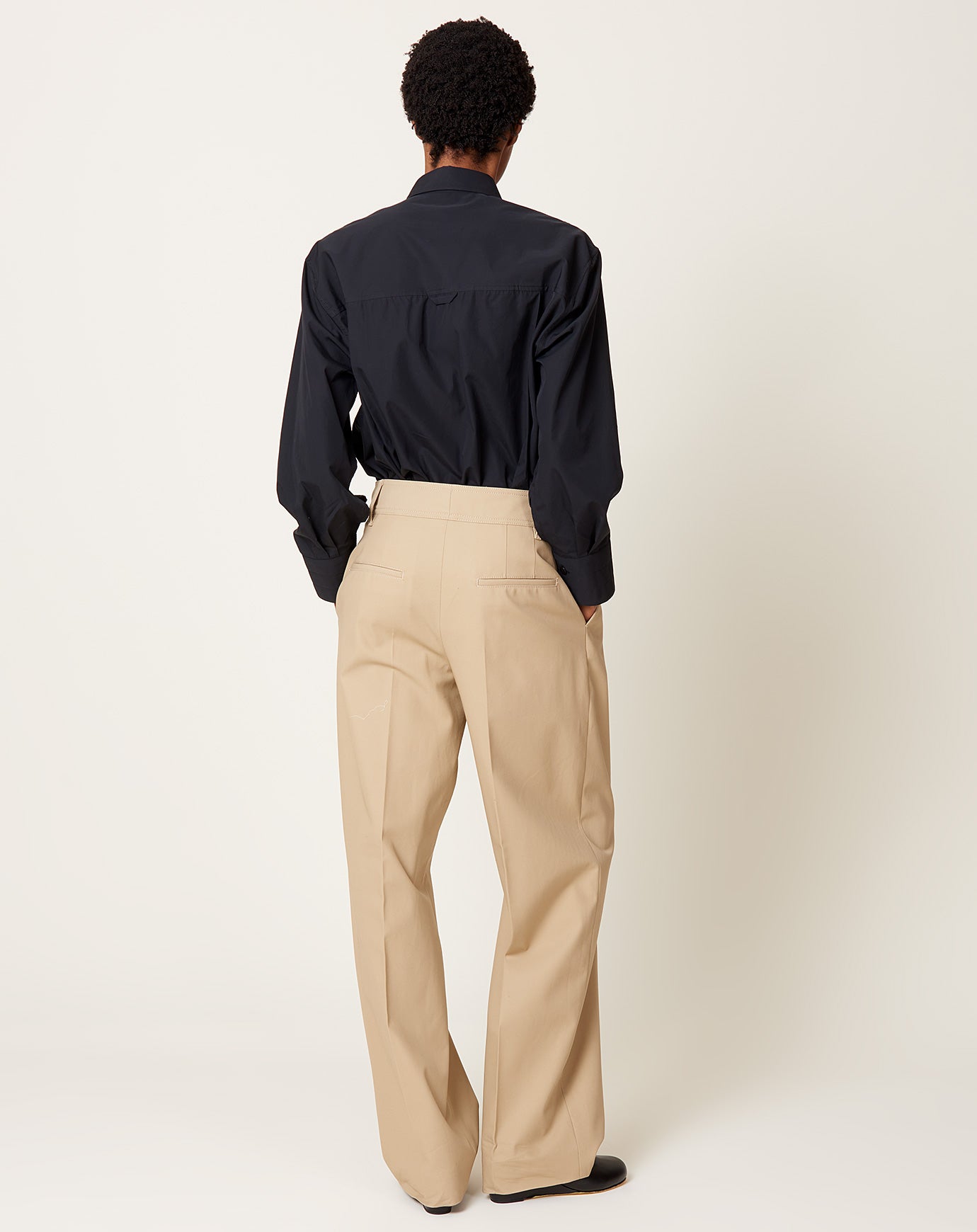 Maria McManus Mid Rise Single Pleat Front Trouser in Sand