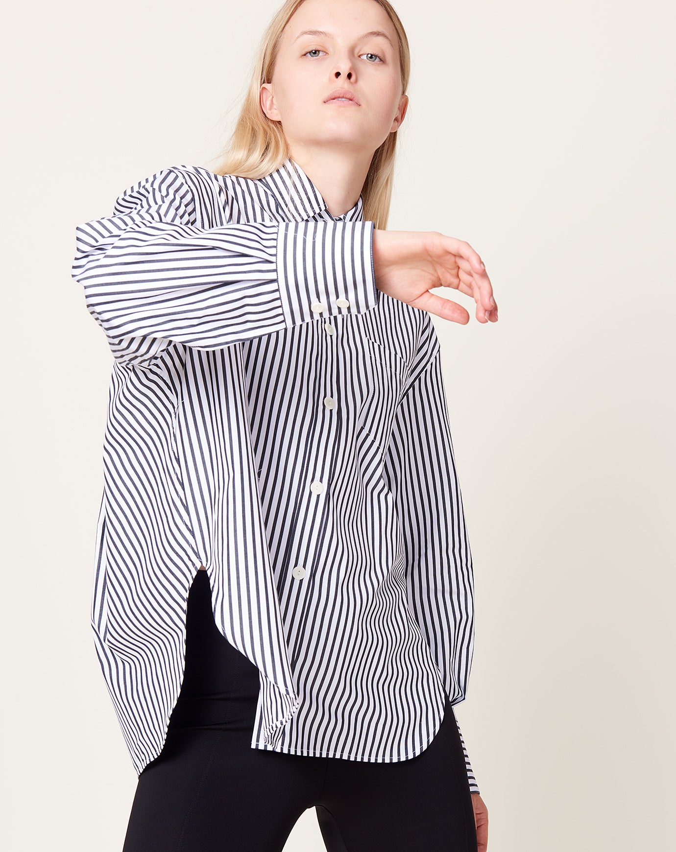 Maria McManus Oversized Shirt in Black & White Stripe