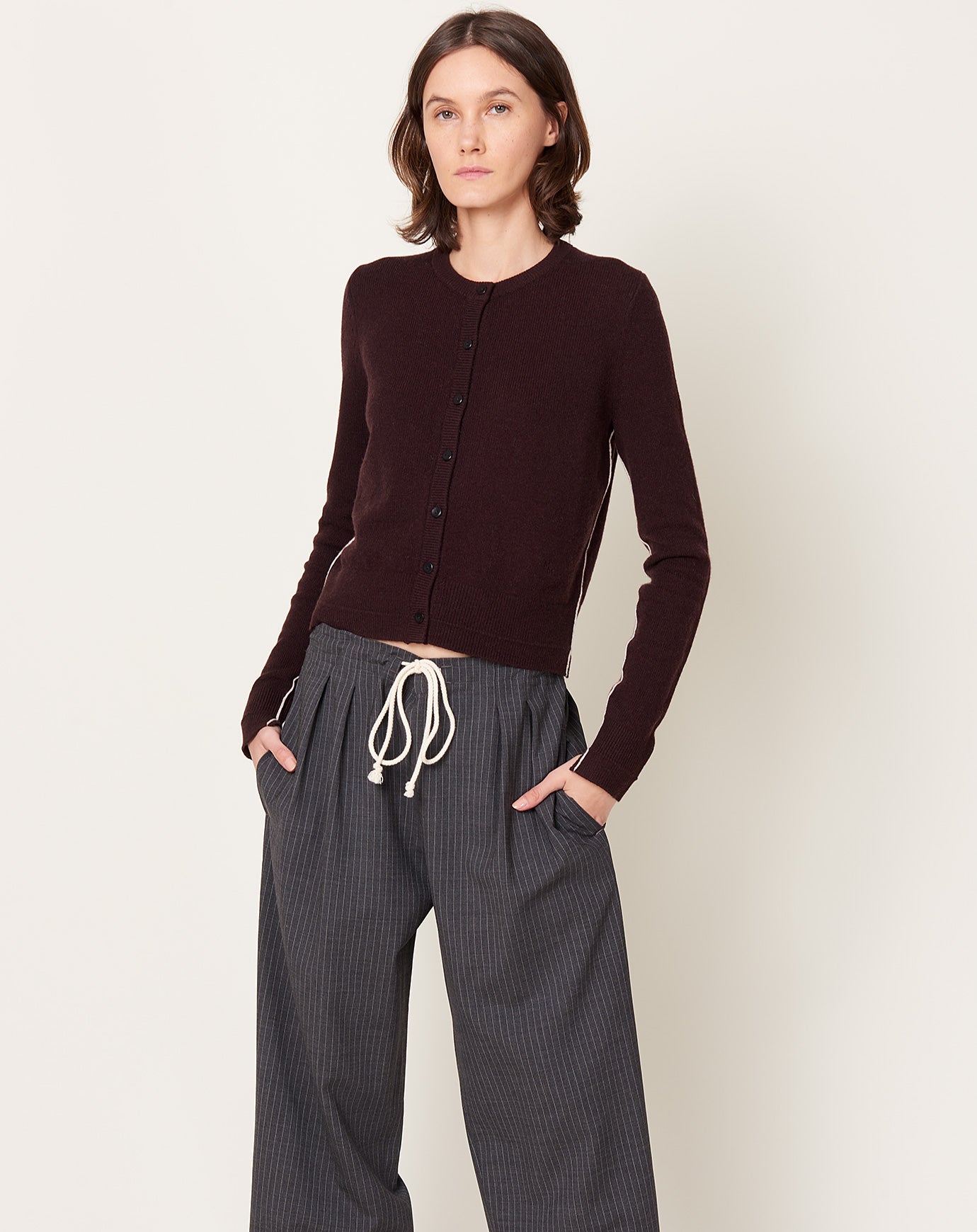 Maria McManus Petite Cardigan in Black Cherry