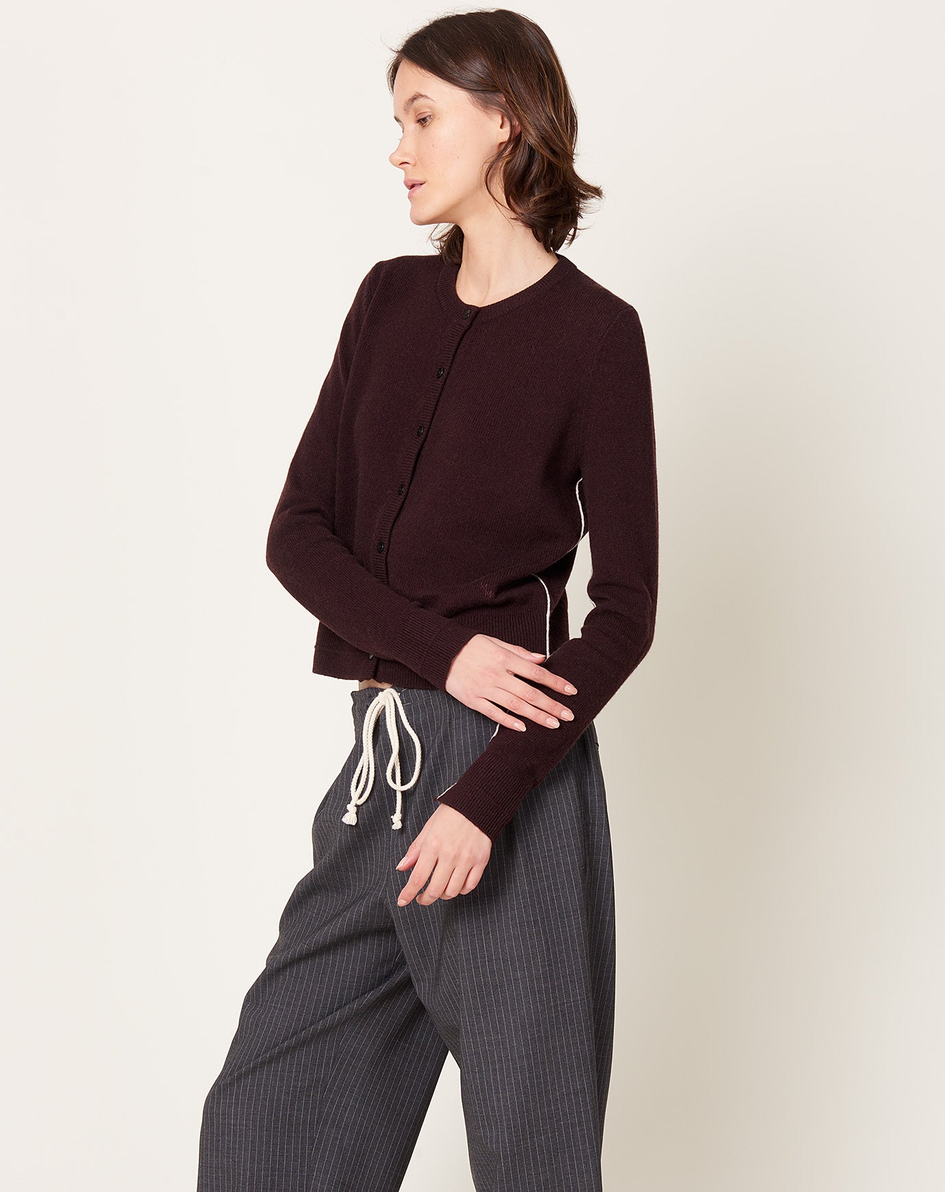 Maria McManus Petite Cardigan in Black Cherry