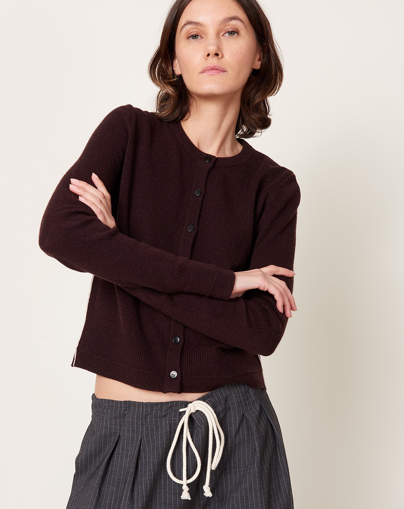 Maria McManus Petite Cardigan in Black Cherry