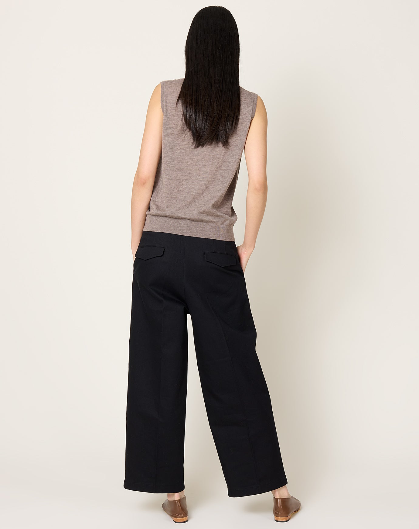 Maria McManus Pleat Front Crop Wide Leg in Black