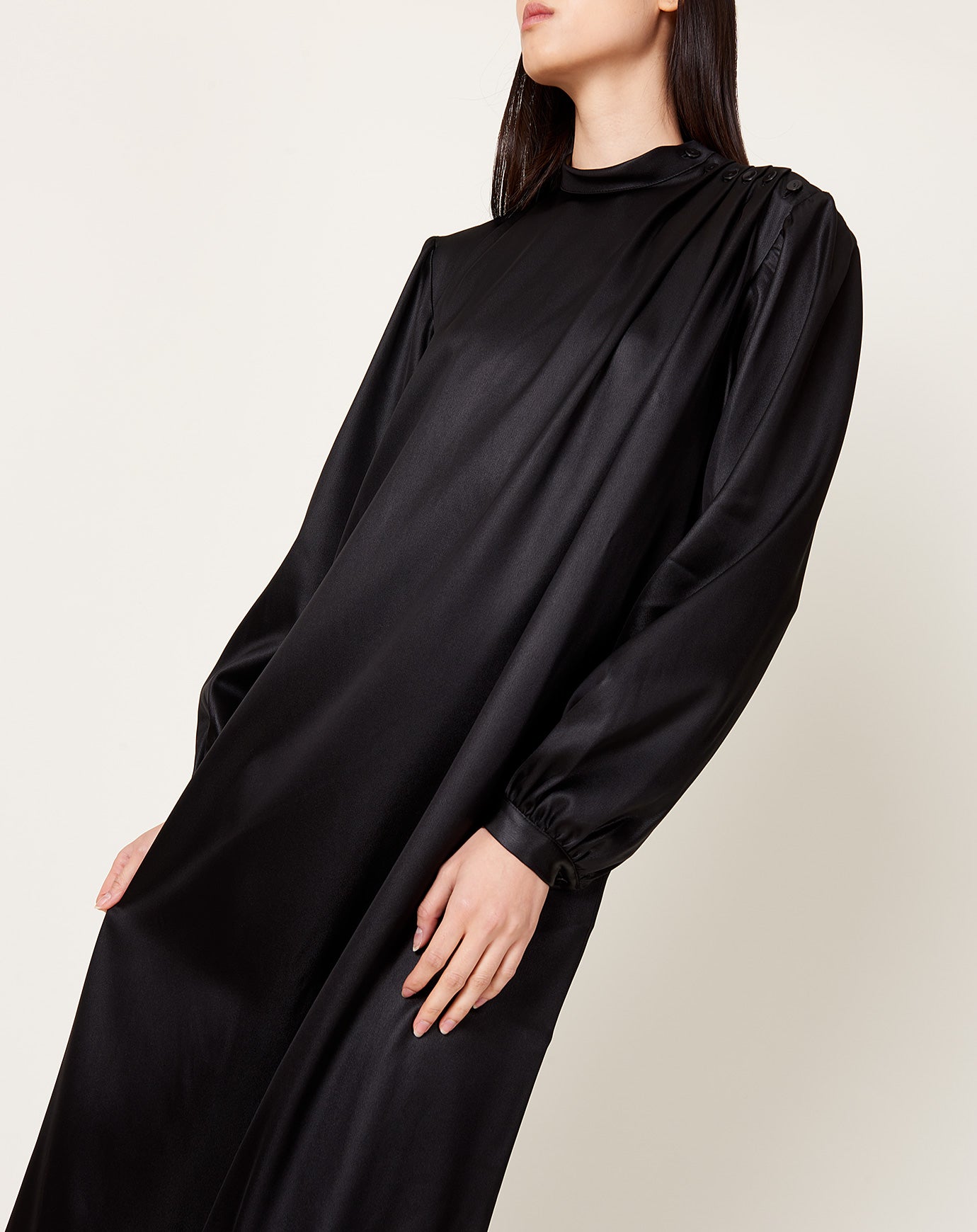 Maria McManus Pleated Blouson Dress in Black