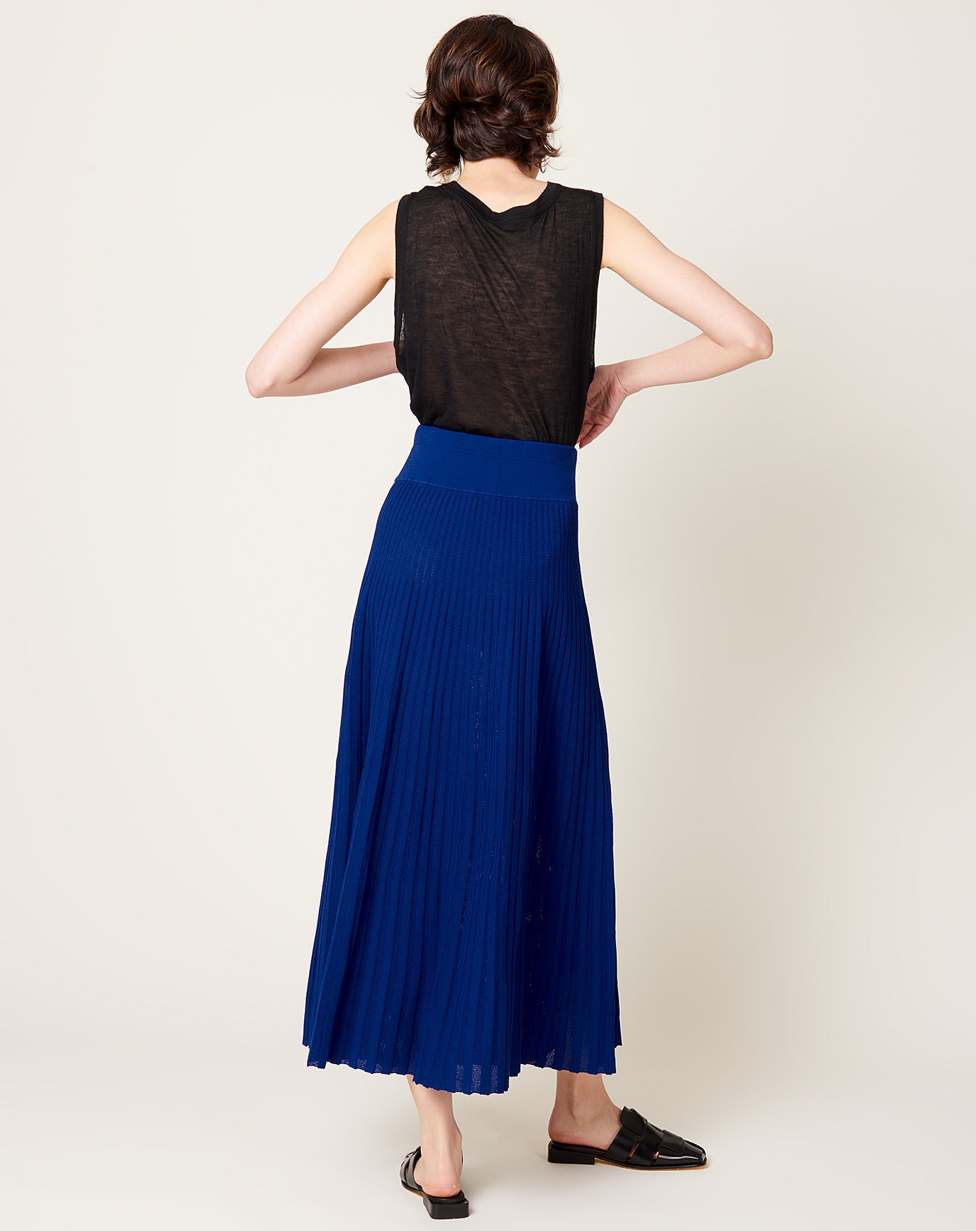 Maria McManus Pleated Mesh Skirt in Cobalt Blue