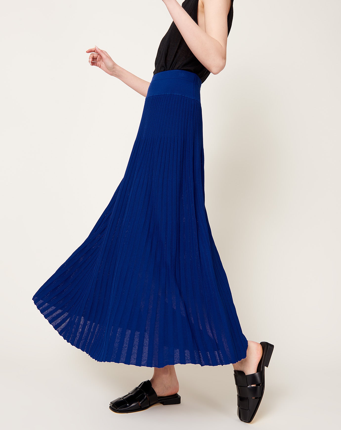 Maria McManus Pleated Mesh Skirt in Cobalt Blue