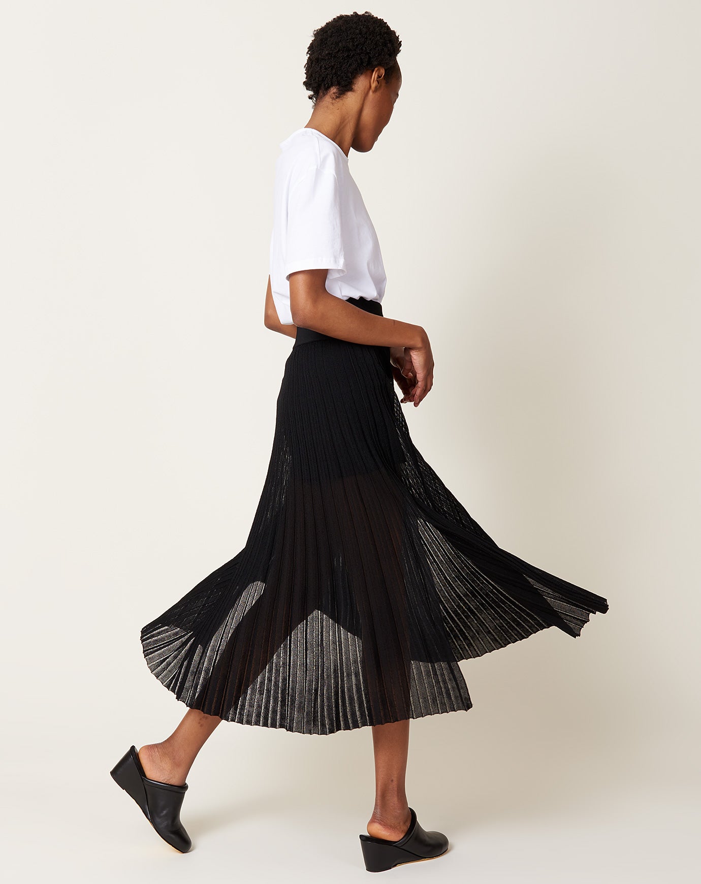 Maria McManus Sheer Pleat Skirt in Black