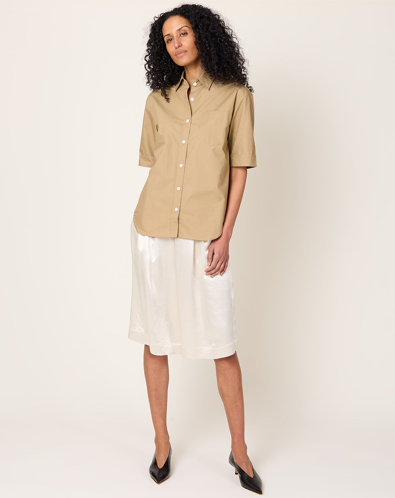 Maria McManus Short Sleeve Oversized Shirt in Walnut