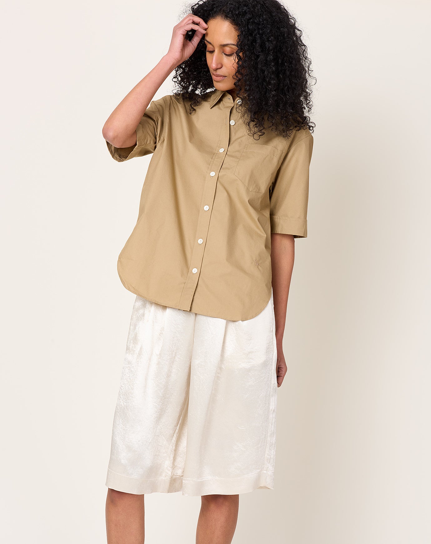 Maria McManus Short Sleeve Oversized Shirt in Walnut