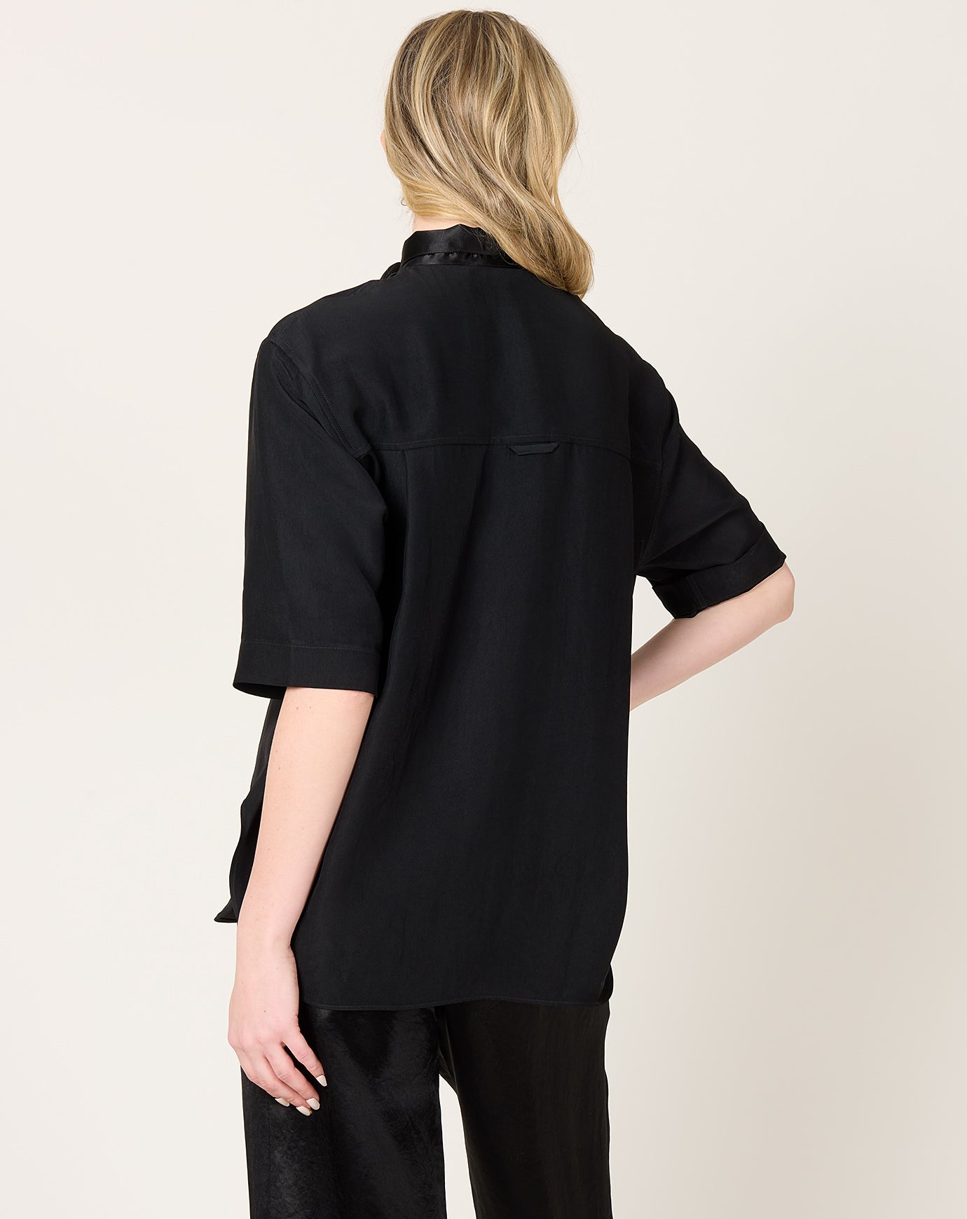 Maria McManus Short Sleeve Tie Shirt in Black