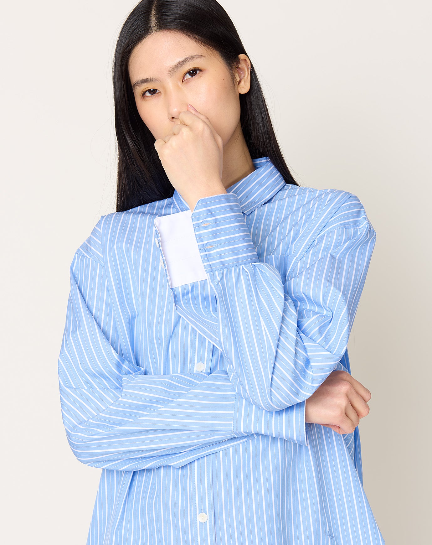 Maria McManus Tunic Shirt in Sky Blue Stripe