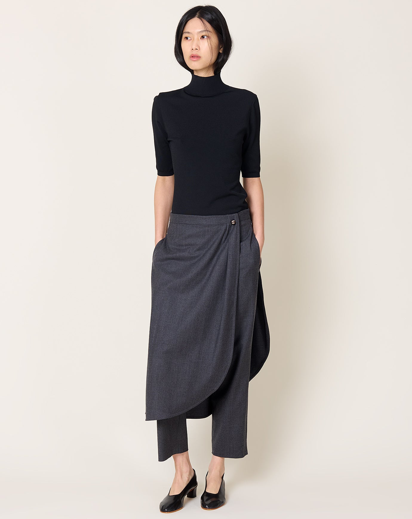 Maria McManus Wrap Skirt Trouser in Charcoal