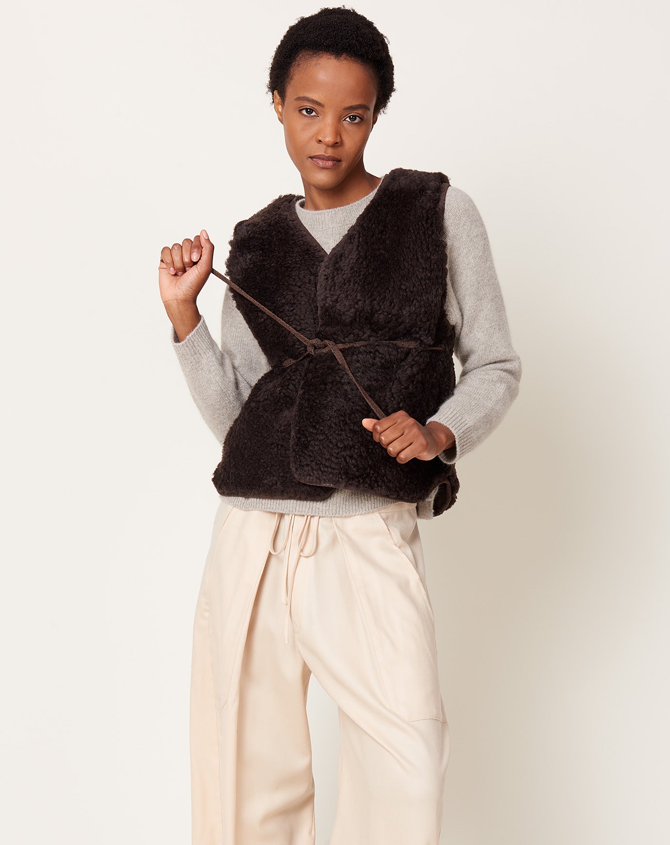 Milena Silvano Moon Vest in Licorice