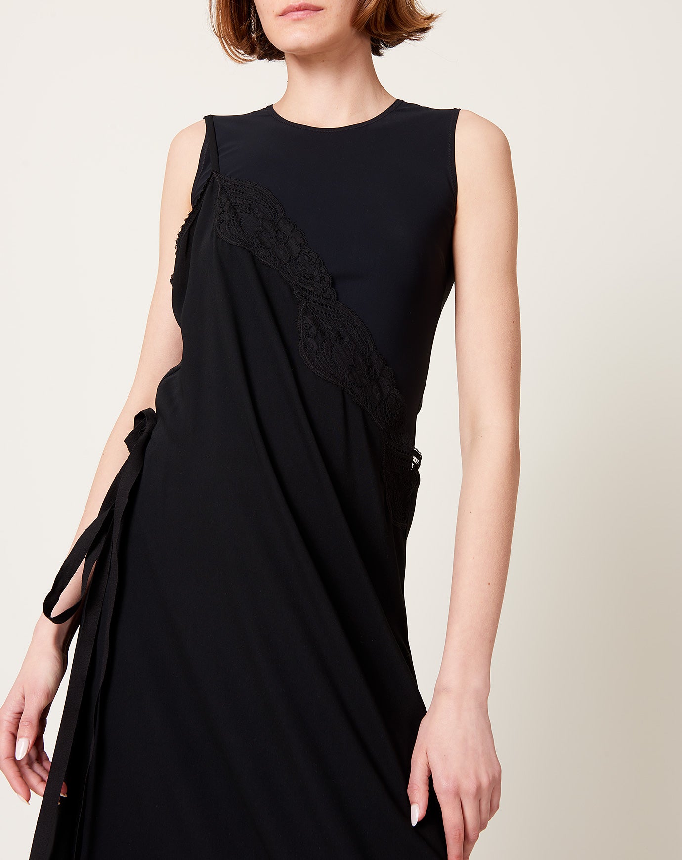 MM6 Asymmetric Slip Maxi Dress in Black