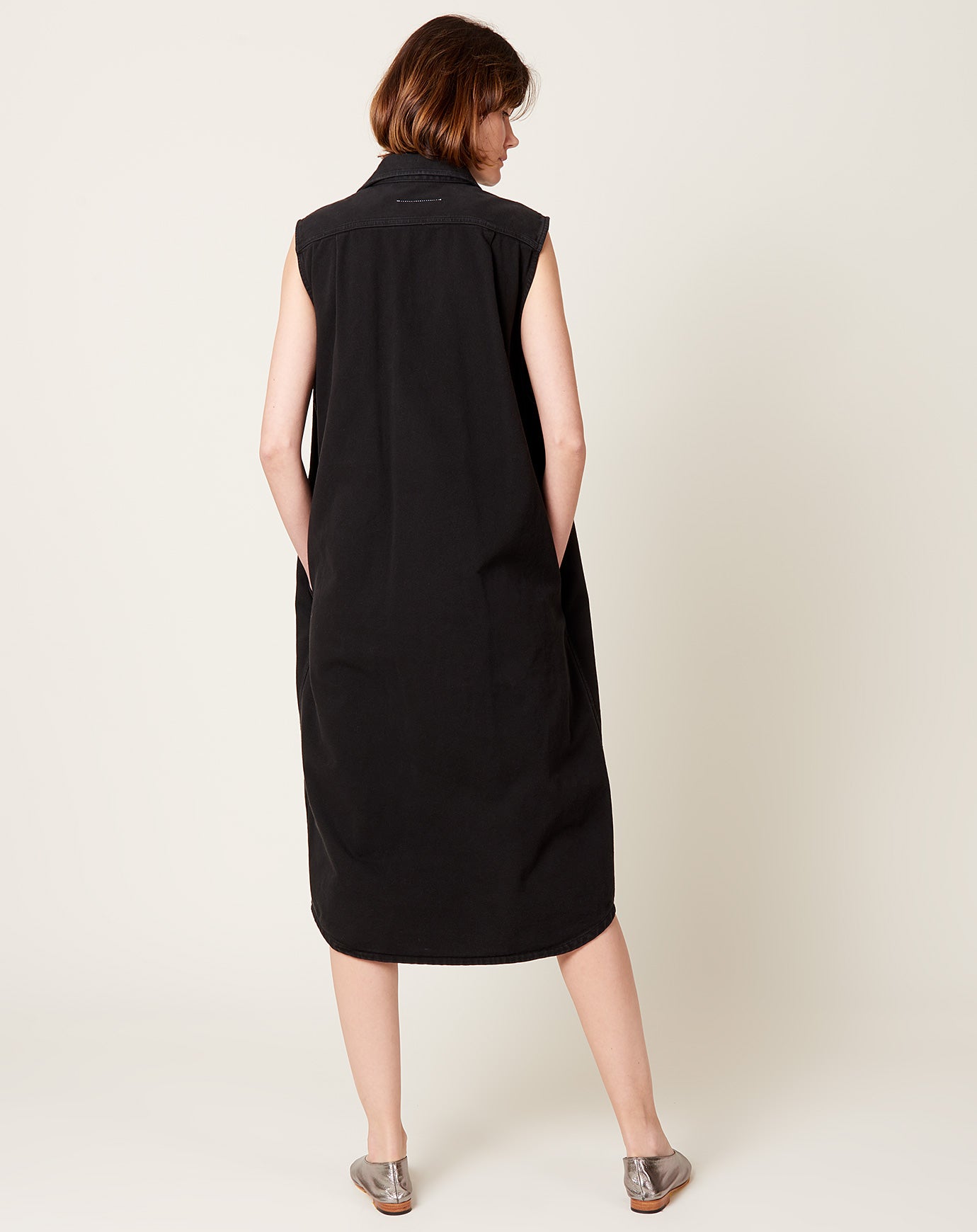 MM6 Bull Cotton Denim Dress in Black