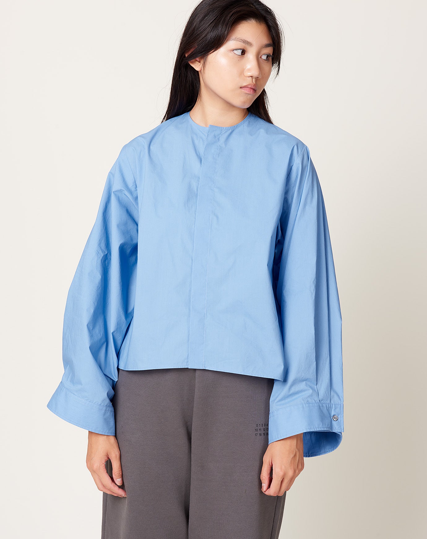 MM6 Convertible Collar Shirt in Iris Blue