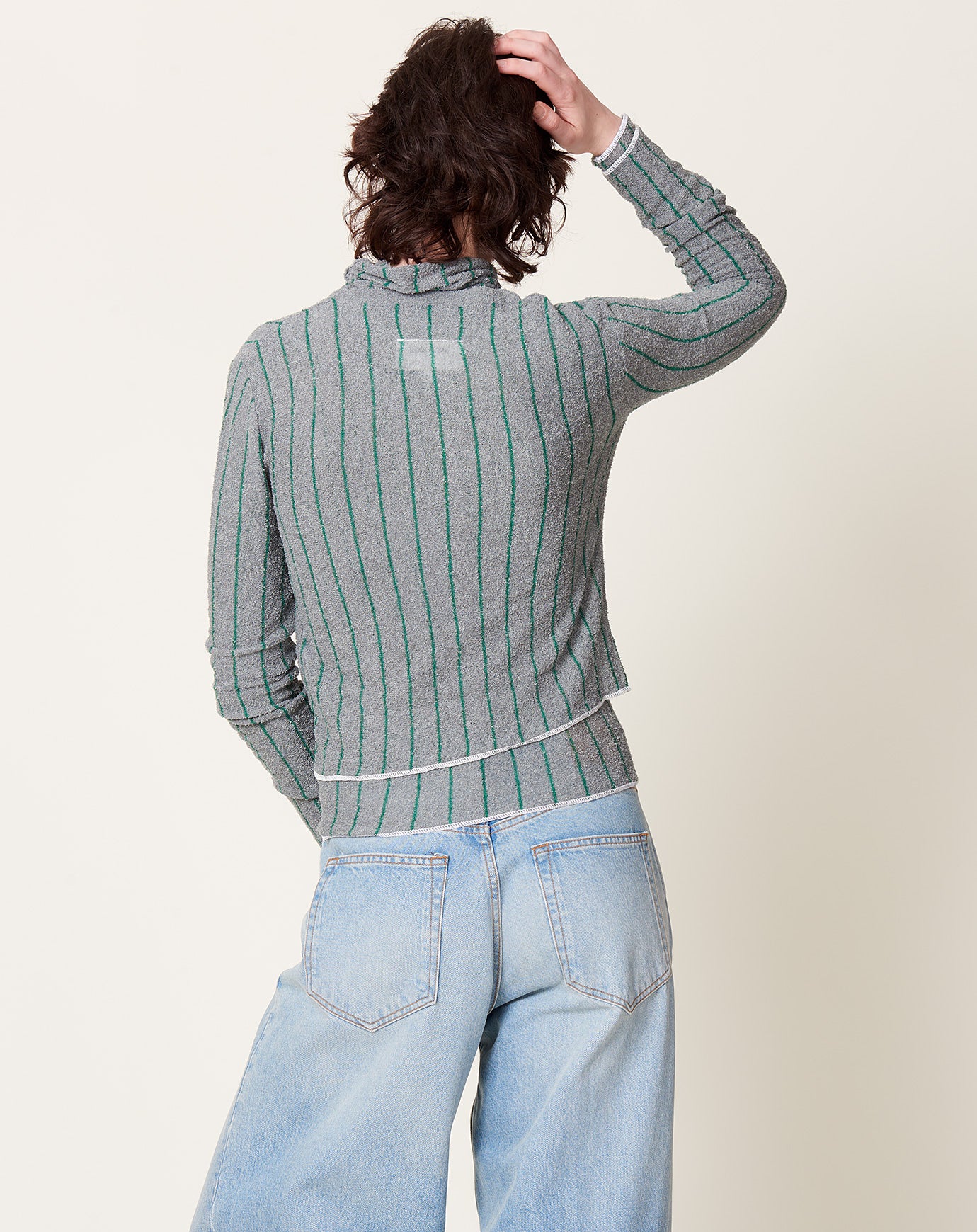 MM6 Crewneck Cardigan in Grey Green