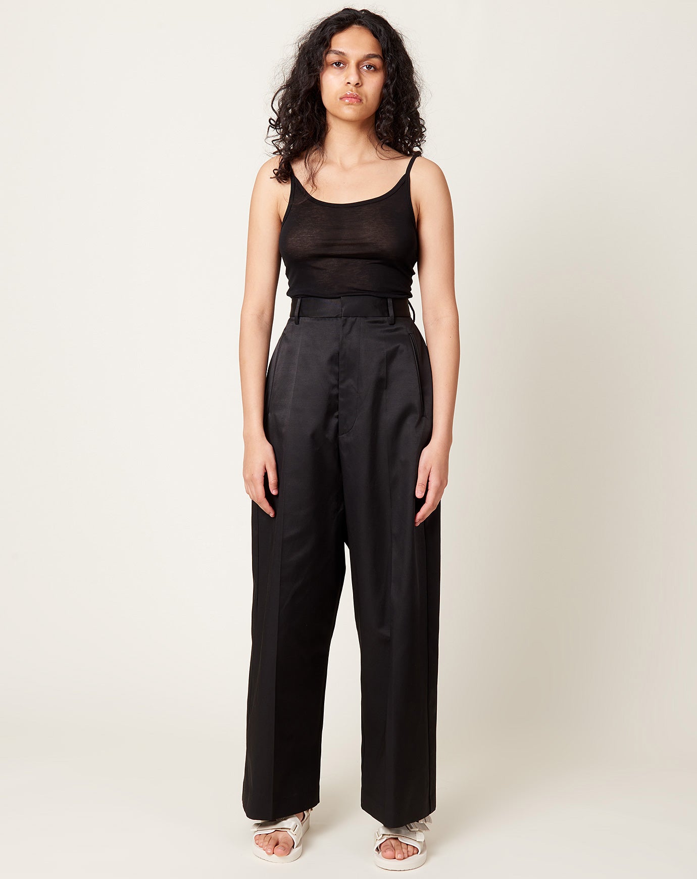 MM6 High Waisted Wide Leg Trousers in Black