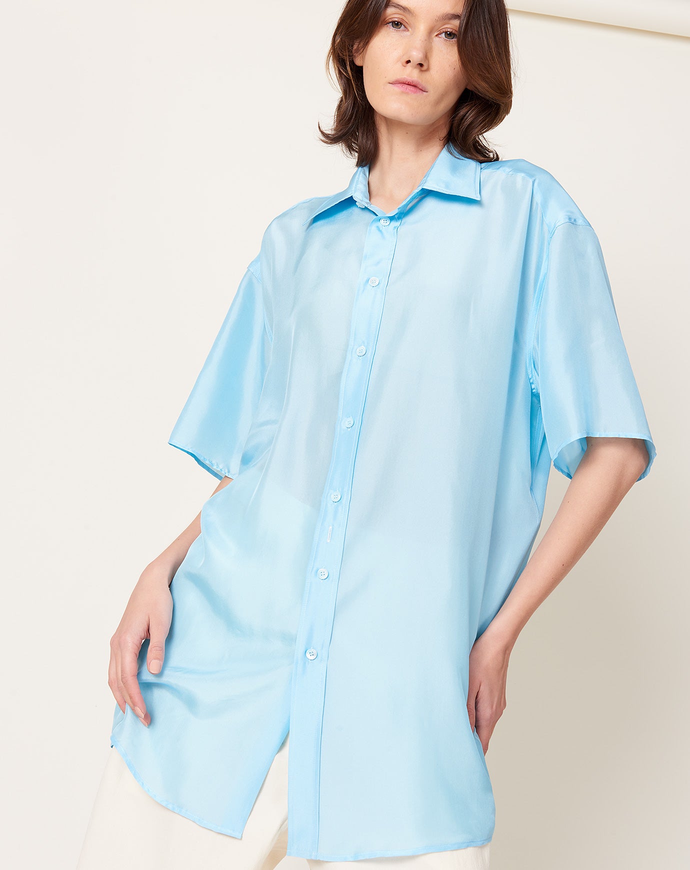 MM6 Silk Shirt in Turquoise